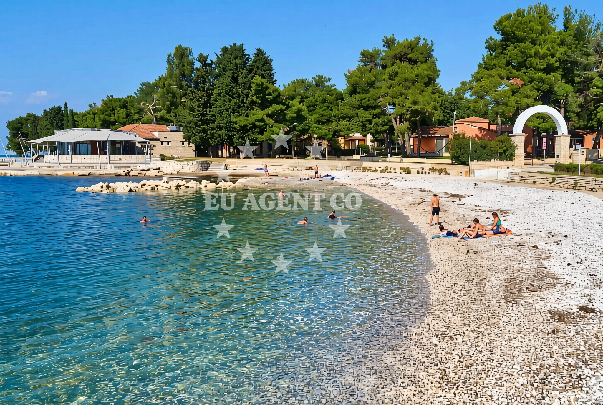 Shoreline and swimming area at Most, Monterol Beach in Most