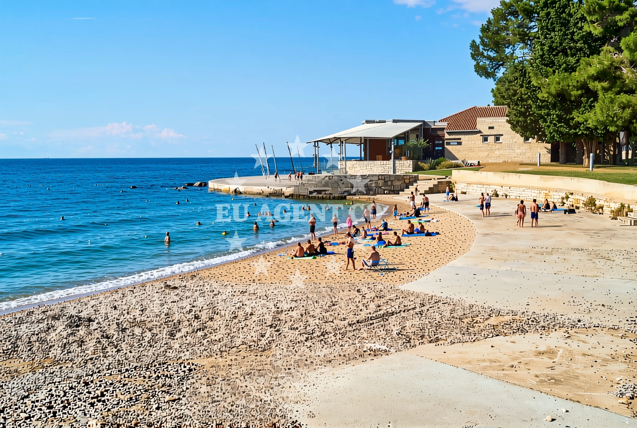 Beach facilities and surroundings at Most, Monterol Beach in Most