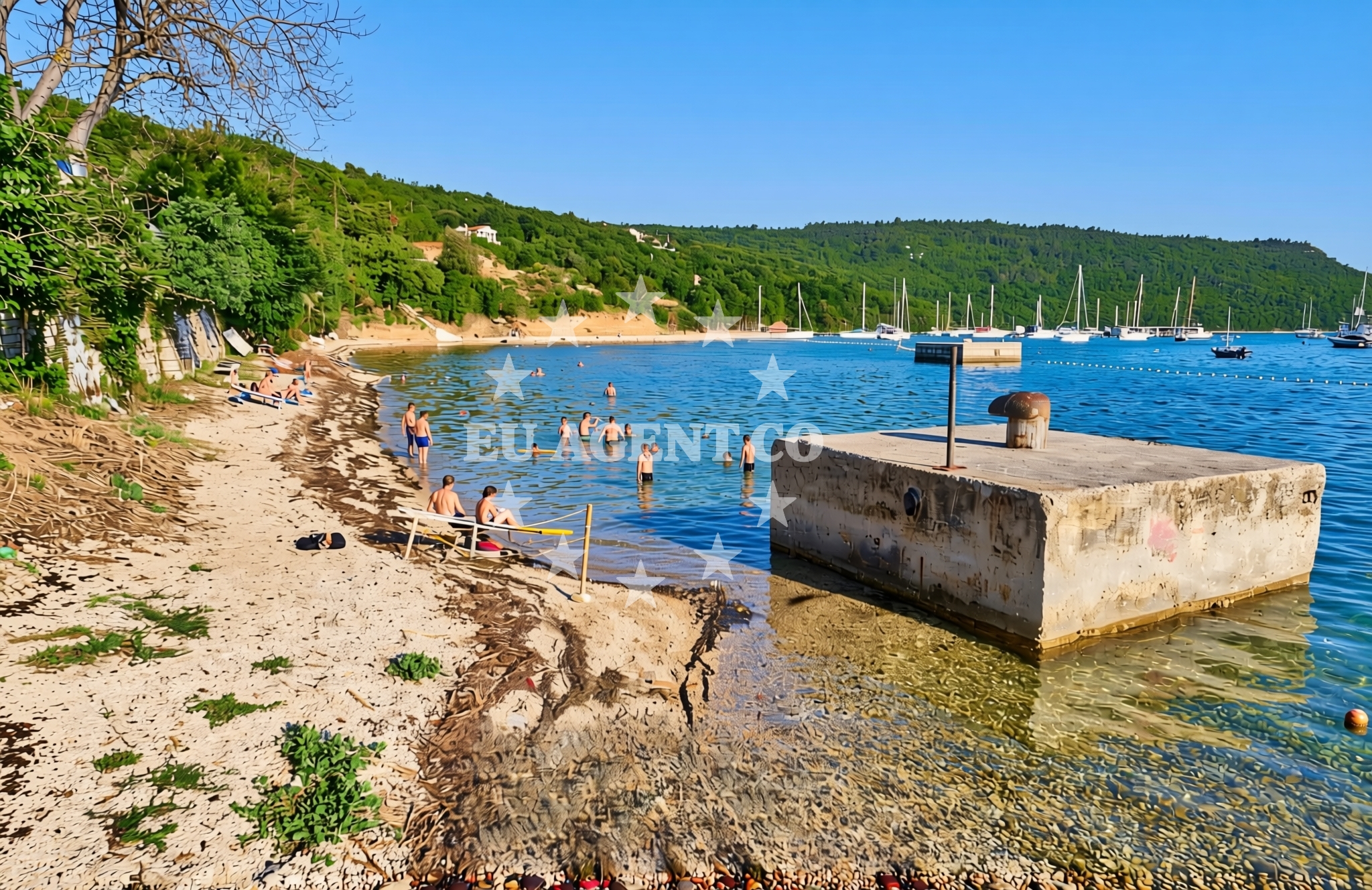 Sea and coastal view of Most-Raša: beaches and coves in Most-Raša