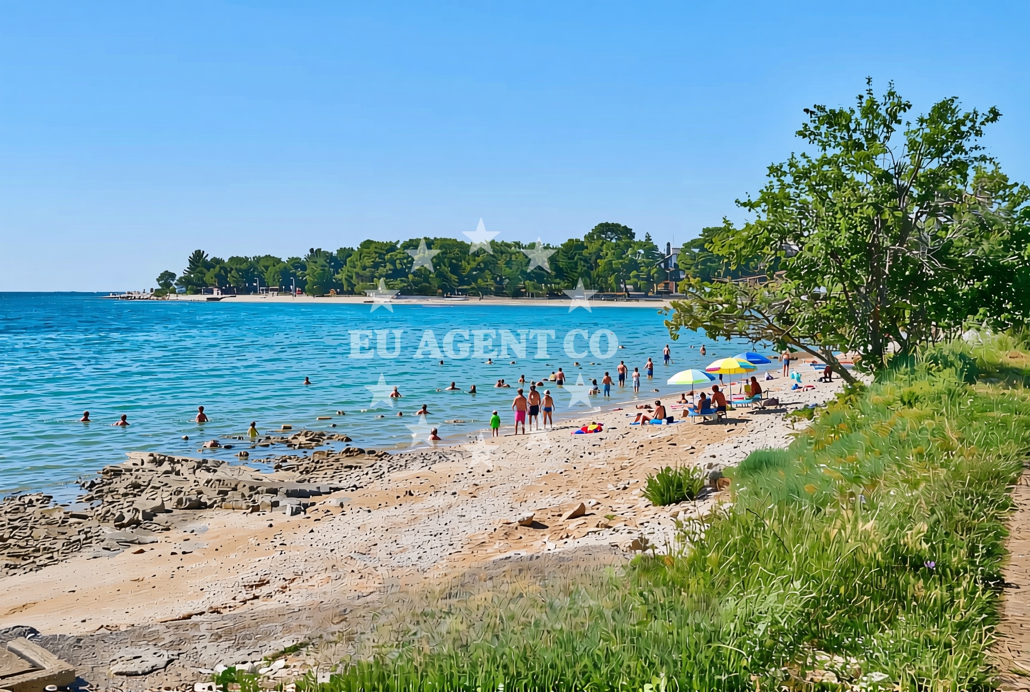 Beach facilities and surroundings at Most, Valbandon Beach in Most