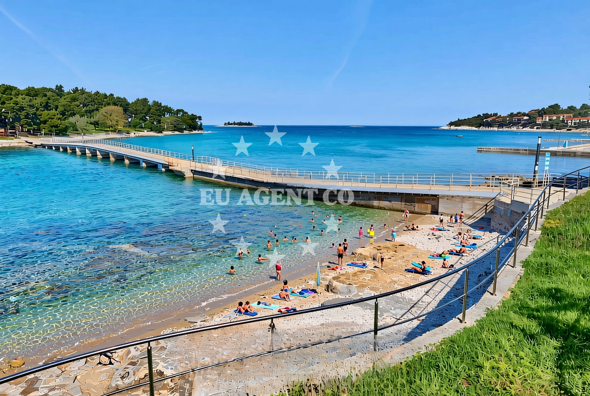 Sea and coastal view of Most, Vrsar Beach in Most