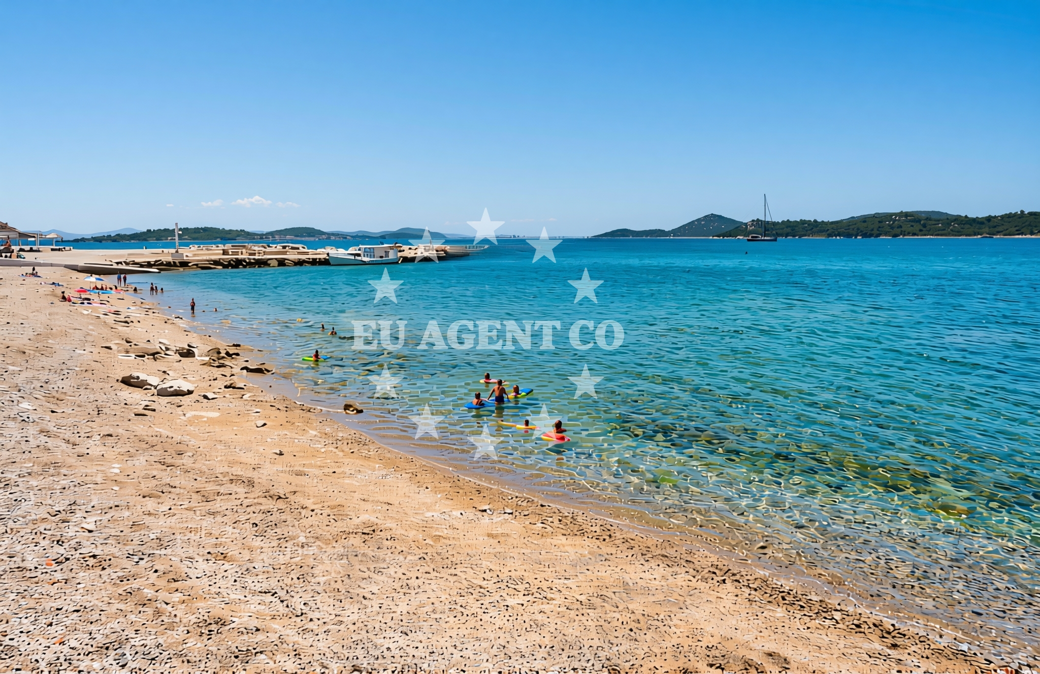 Sea and coastal view of Movie Resort, Tribunj Beach in Movie Resort