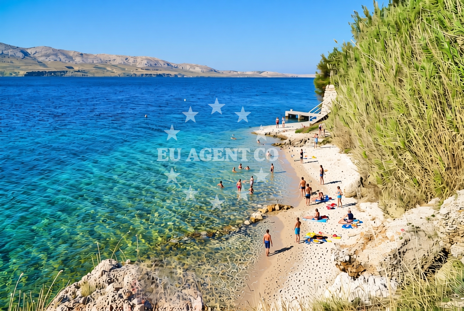 Shoreline and swimming area at Mrka punta zapad, Metajna (Pag) Beach in Mrka punta zapad