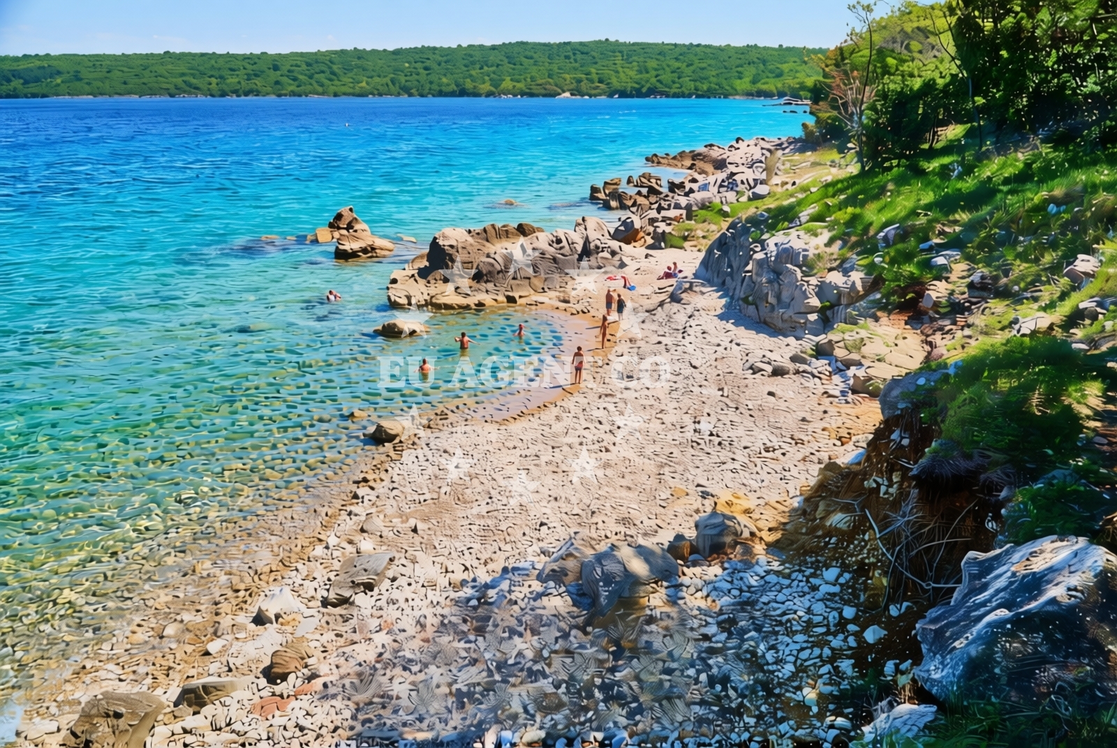 Shoreline and swimming area at Mršićeva istok, Milohnići (Krk) Beach in Mršićeva istok