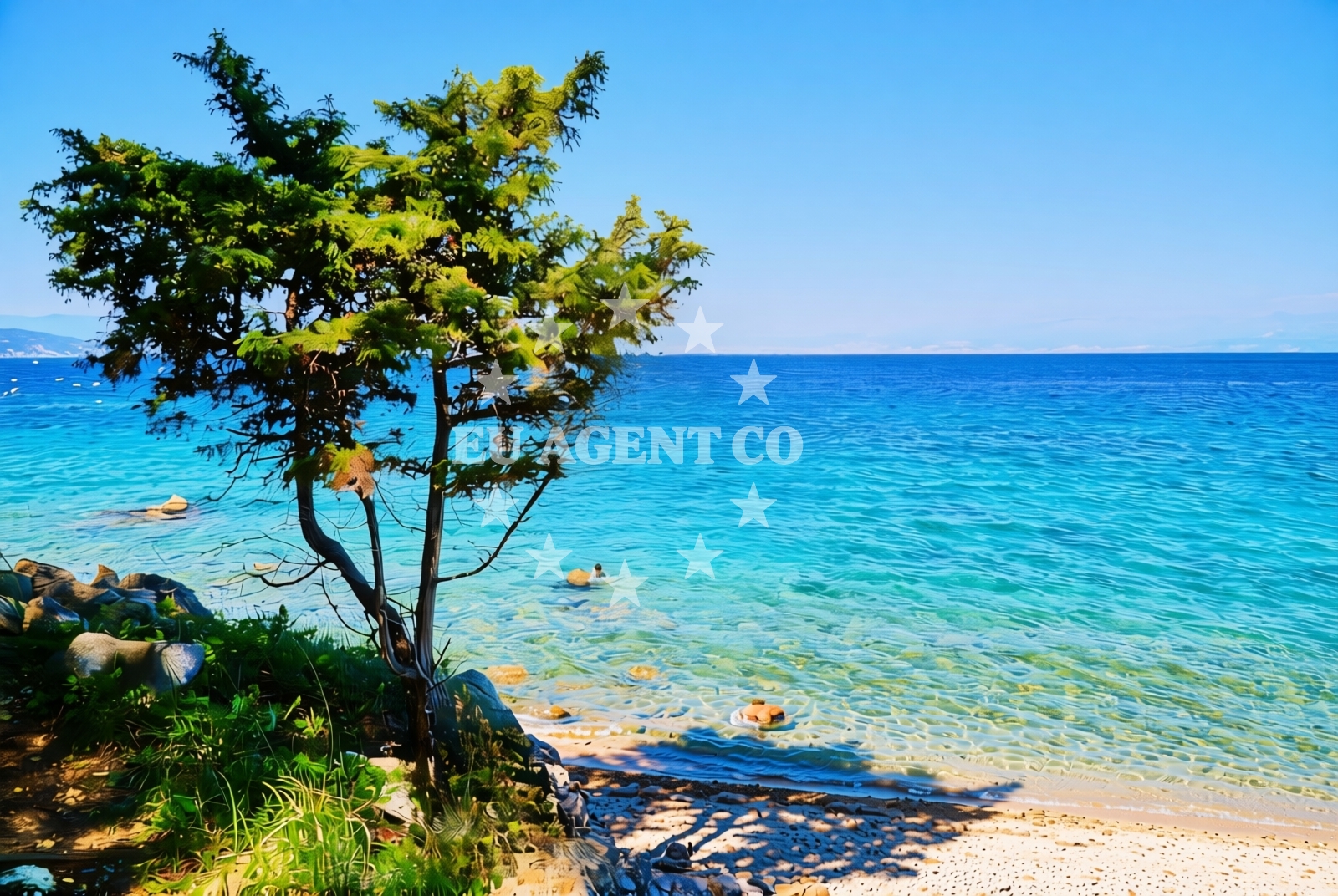 Sea and coastal view of Mršićeva istok, Milohnići (Krk) Beach in Mršićeva istok