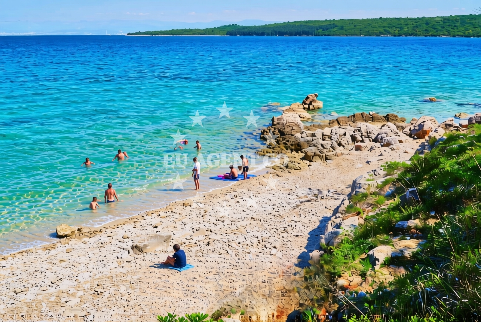 Beach facilities and surroundings at Mršićeva istok, Milohnići (Krk) Beach in Mršićeva istok