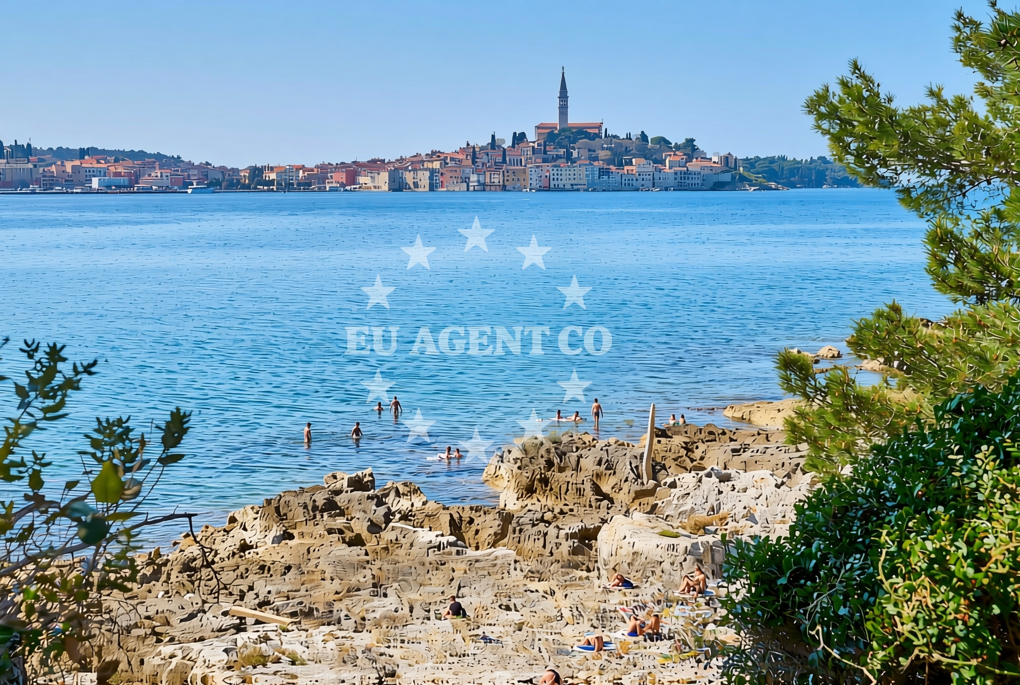 Shoreline and swimming area at Muća, Rovinj Beach in Muća