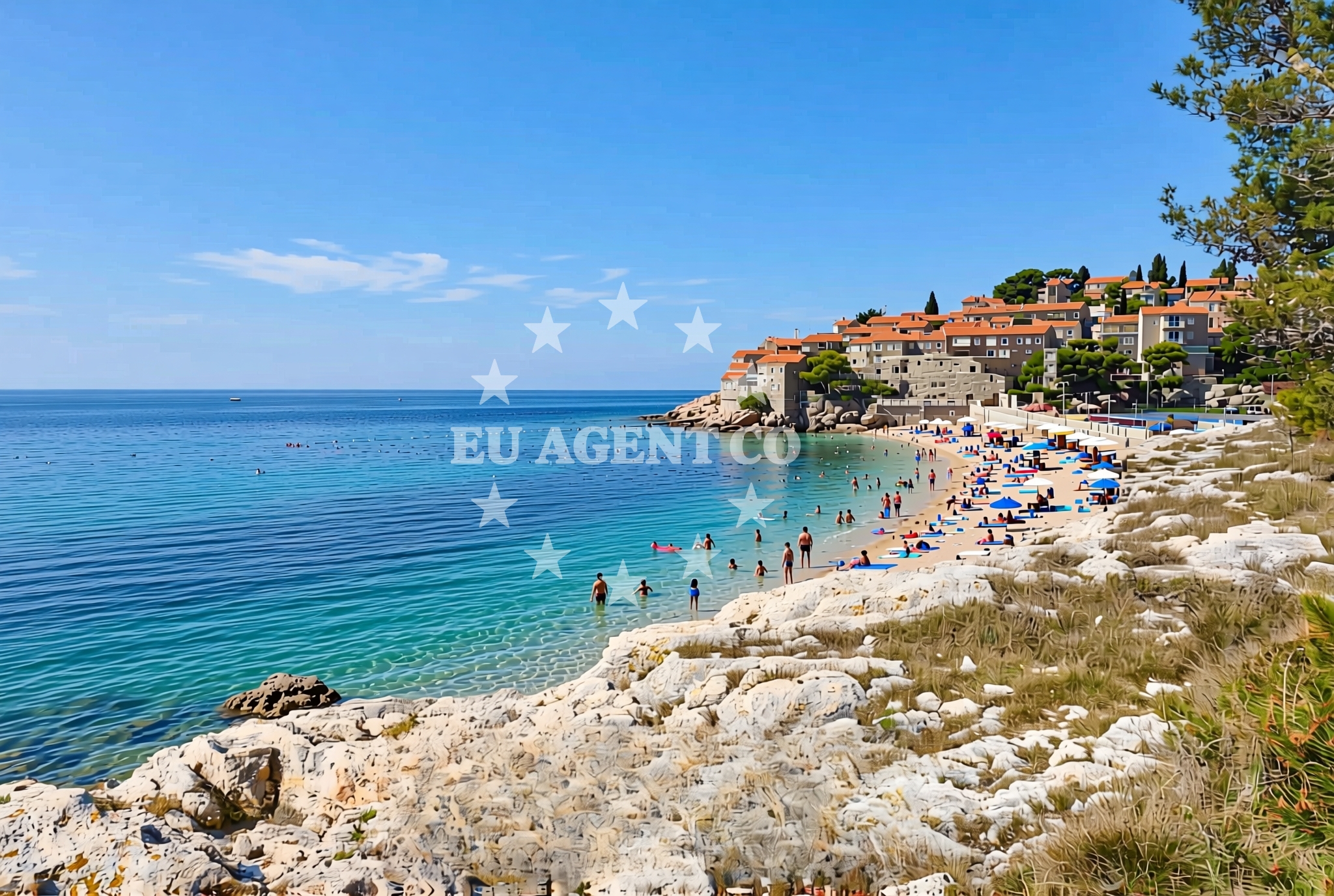 Sea and coastal view of Muća, Rovinj Beach in Muća