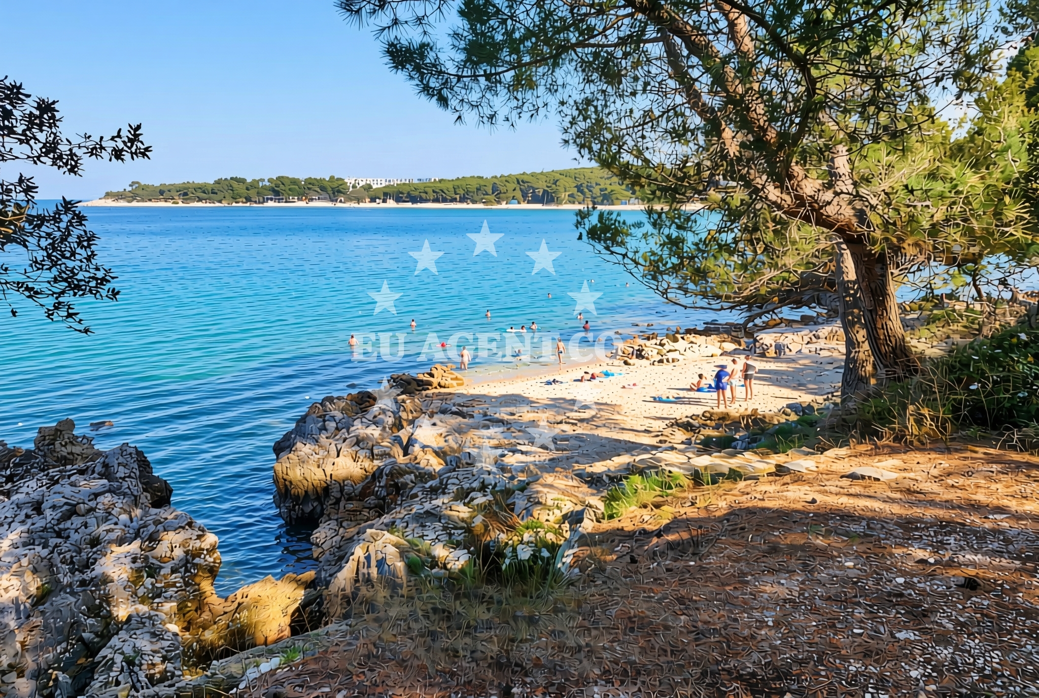Beach facilities and surroundings at Muća, Rovinj Beach in Muća