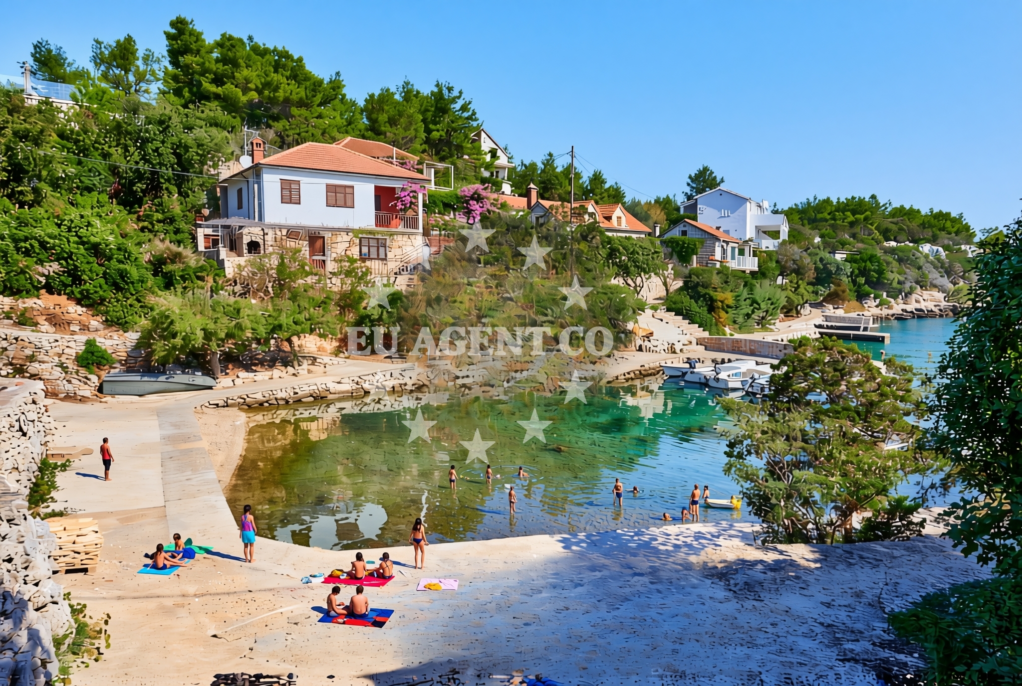 Sea and coastal view of Mudri Dolac, Vrbanj (Hvar) Beach in Mudri Dolac