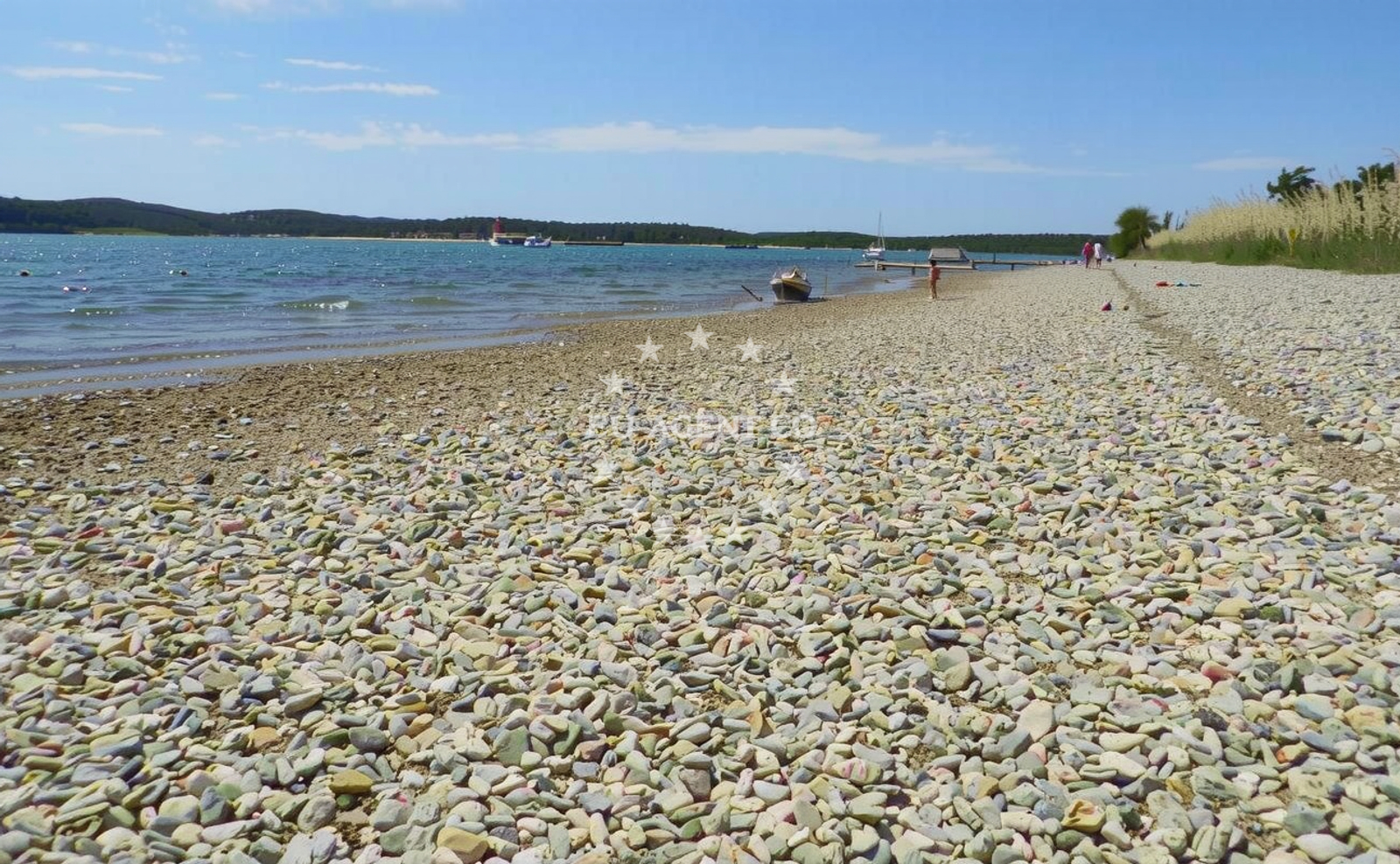 Beach facilities and surroundings at Mukalba beach in , Medulin