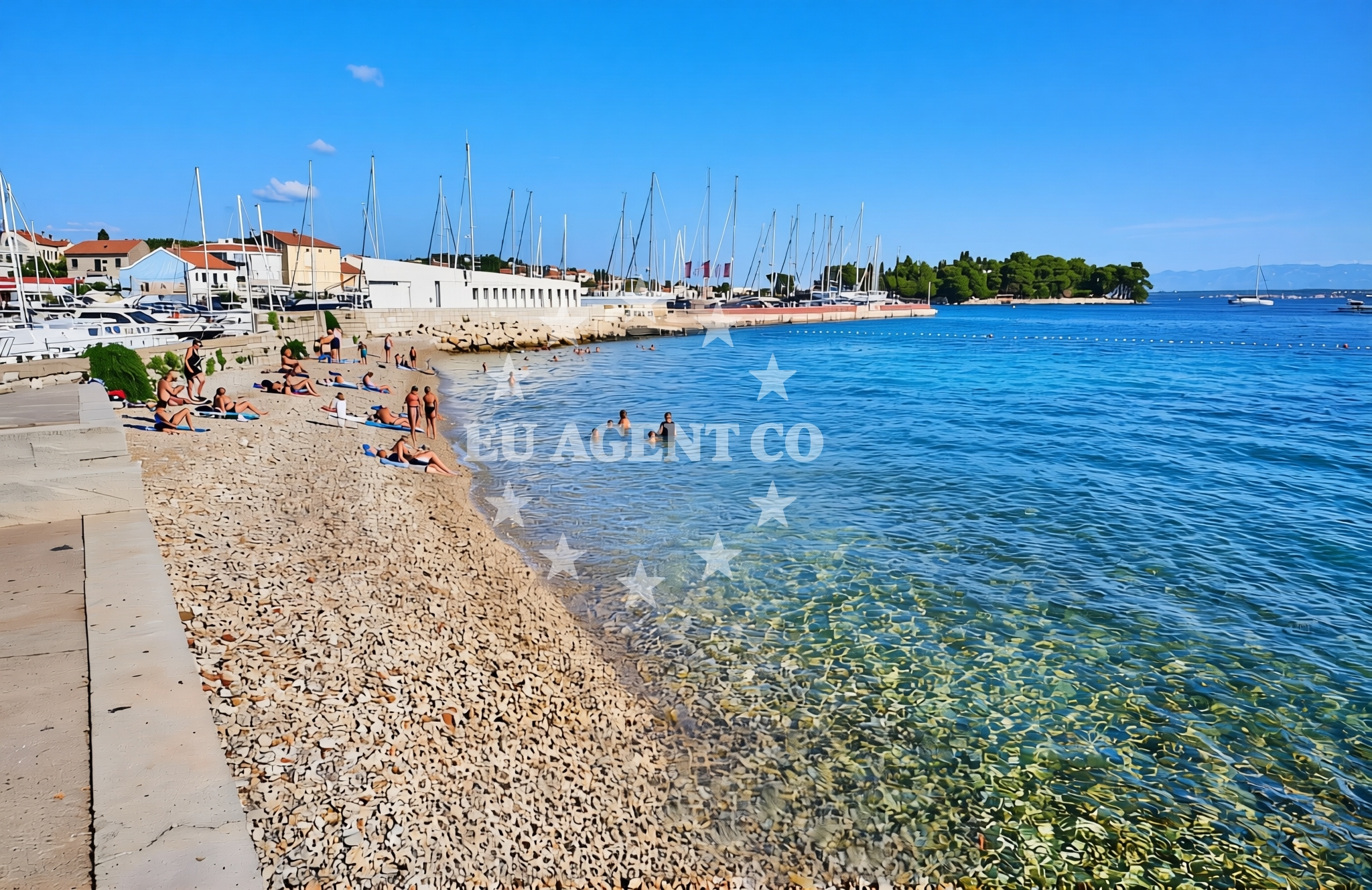 Sea and coastal view of Mul, Preko (Ugljan) Beach in Mul