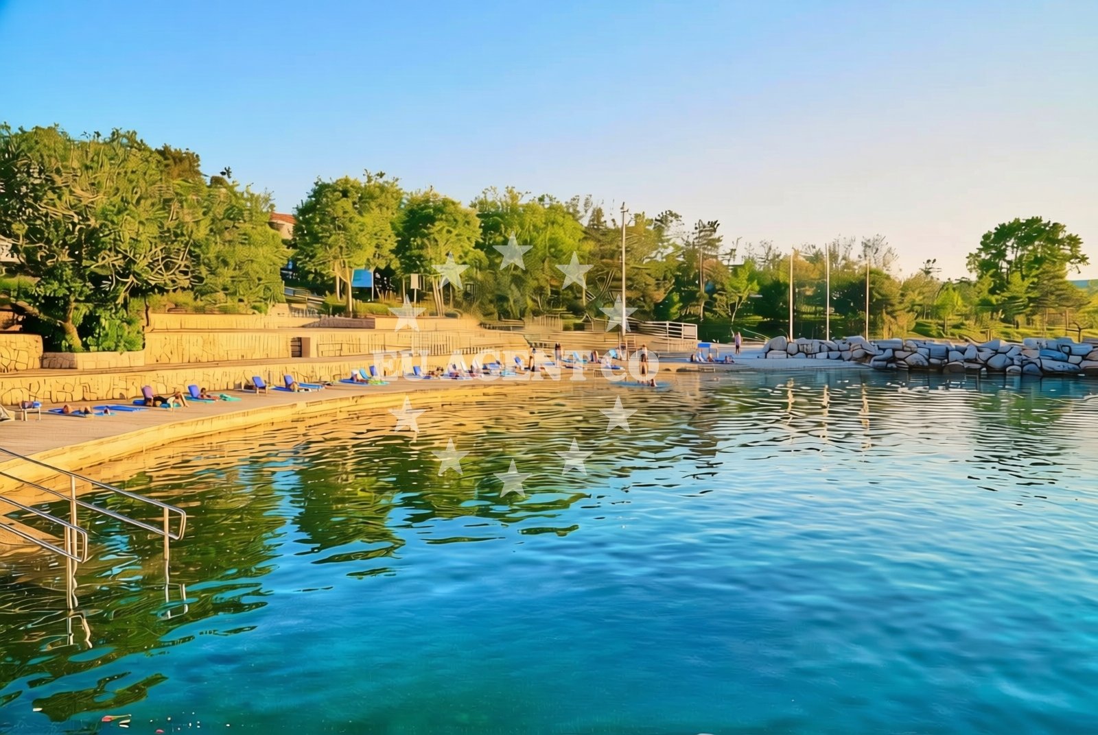 Beach facilities and surroundings at Mul, Soline (Dobrinj) (Krk) Beach in Mul