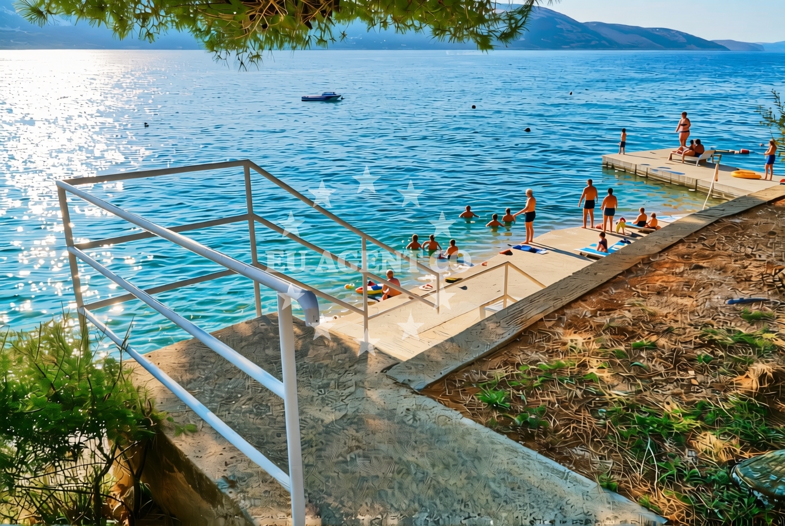 Sea and coastal view of Mul, Stara Novalja (Pag) Beach in Mul