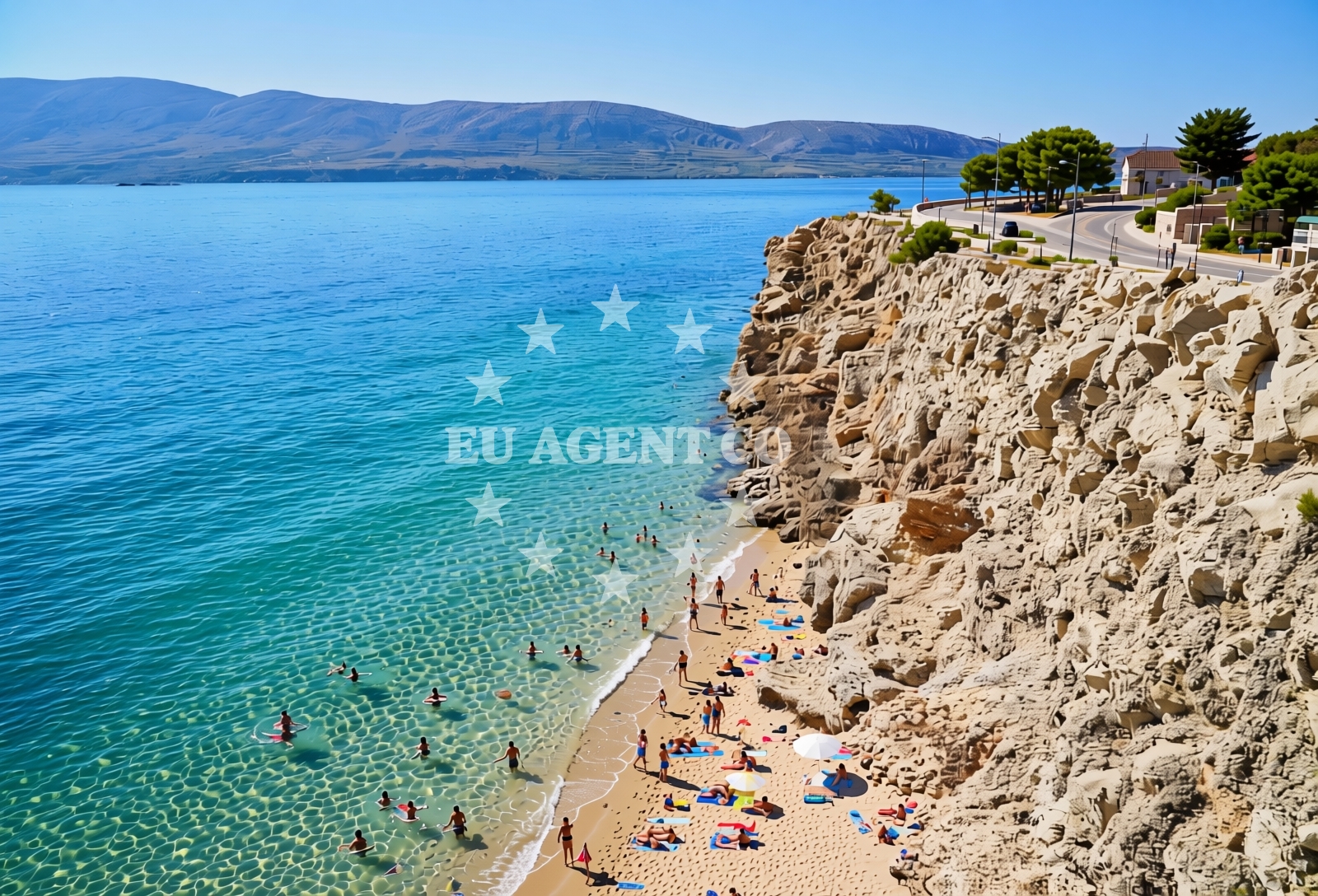 Sea and coastal view of Mul, Zubovići (Pag) Beach in Mul