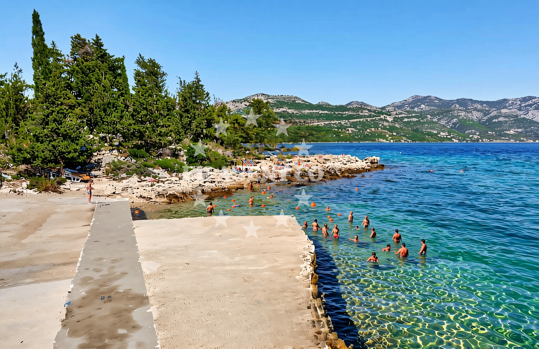 Shoreline and swimming area at Mulić Koromačina sjever, Pupnat (Korčula) Beach in Mulić Koromačina sjever