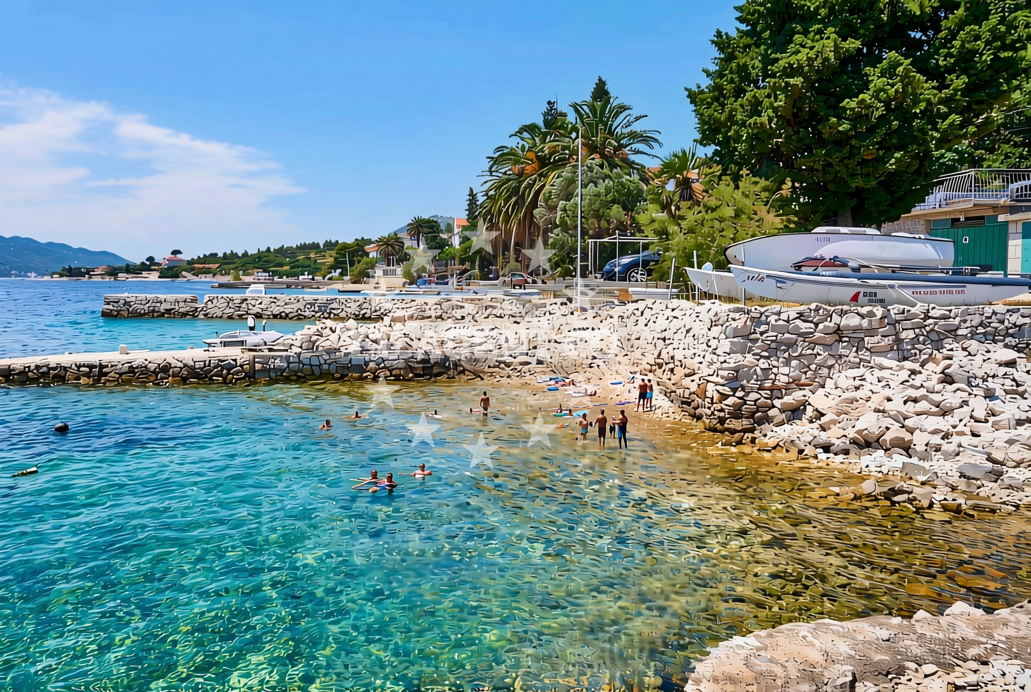 Sea and coastal view of Mulići, Kučište Beach in Mulići