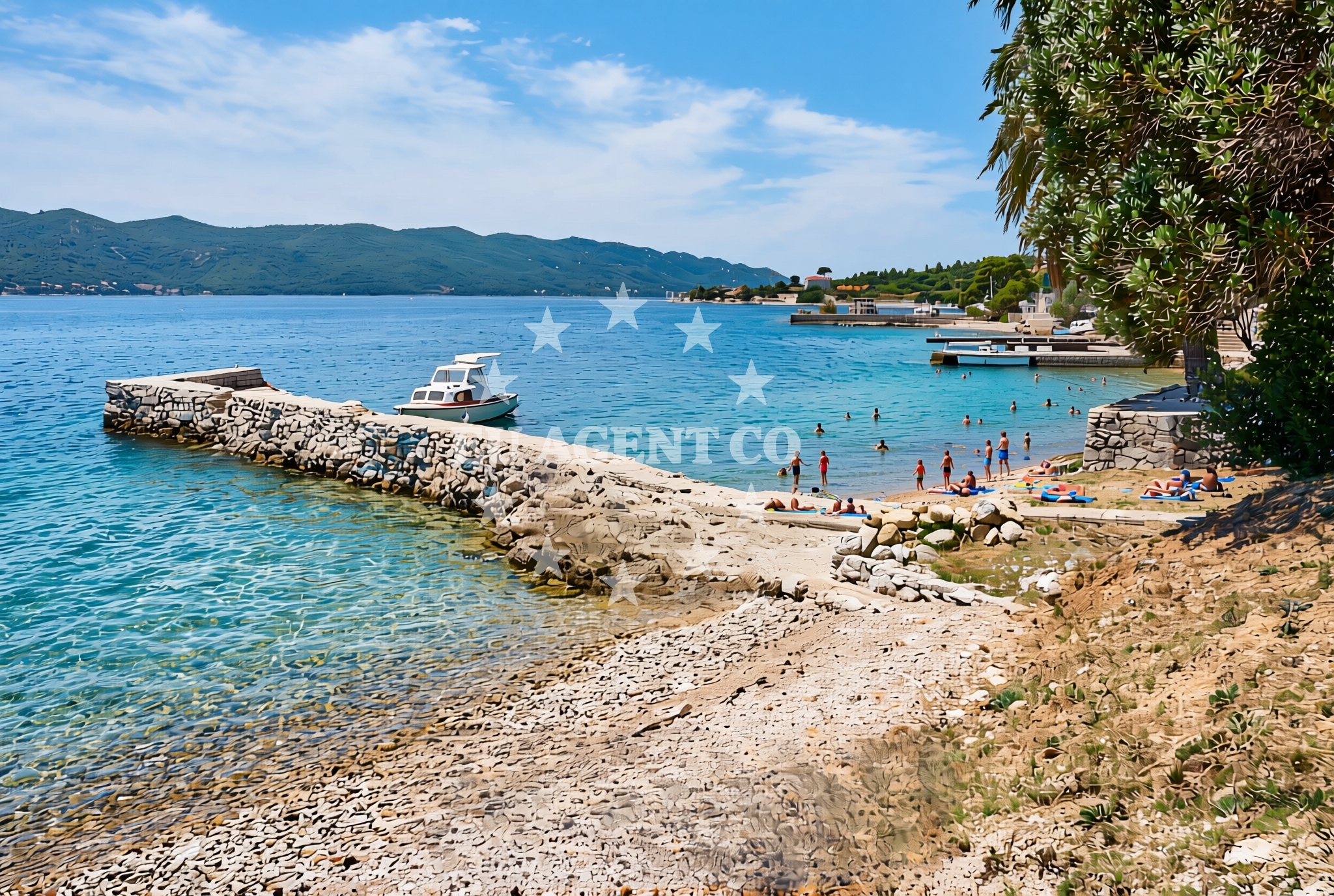 Beach facilities and surroundings at Mulići, Kučište Beach in Mulići