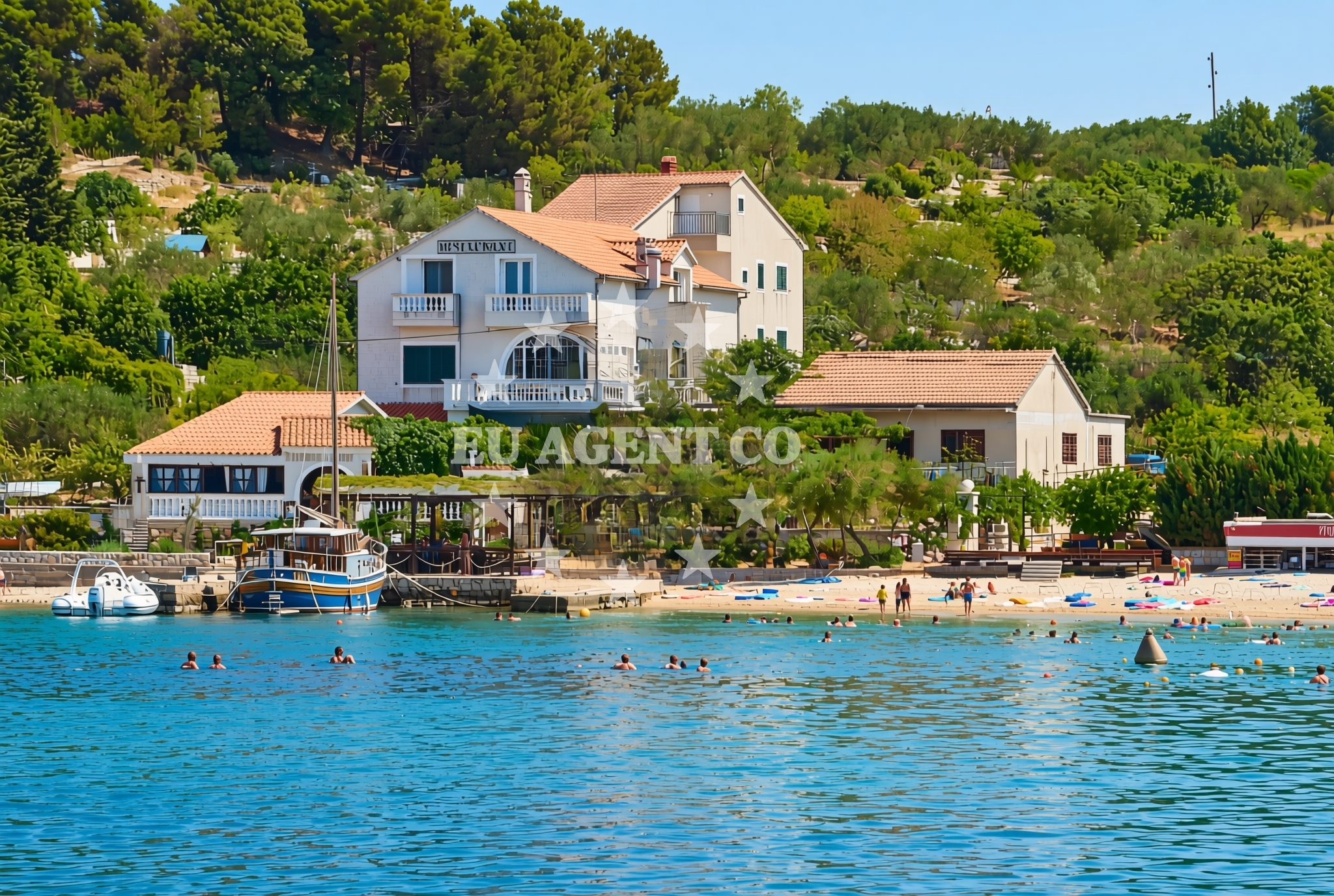 Sea and coastal view of Mulići, Prvić Šepurine (Prvić) Beach in Mulići