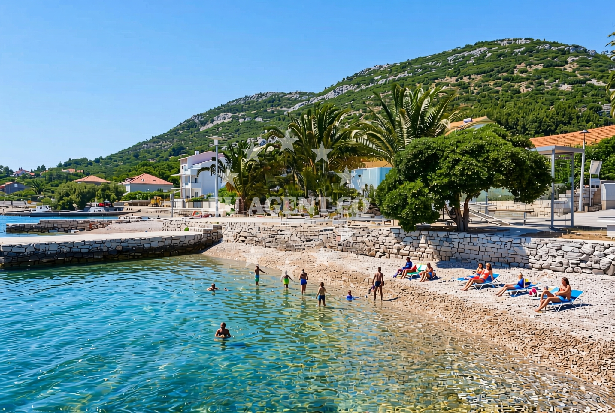 Shoreline and swimming area at Mulići, Viganj Beach in Mulići