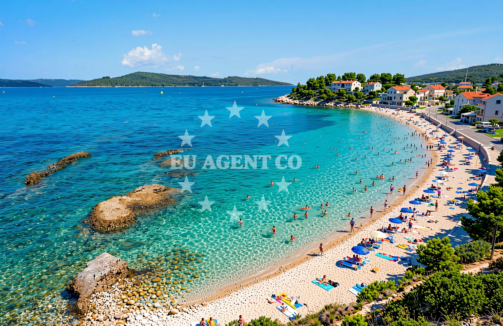 Overview of Muline jug, Ugljan (Ugljan) Beach in Muline jug