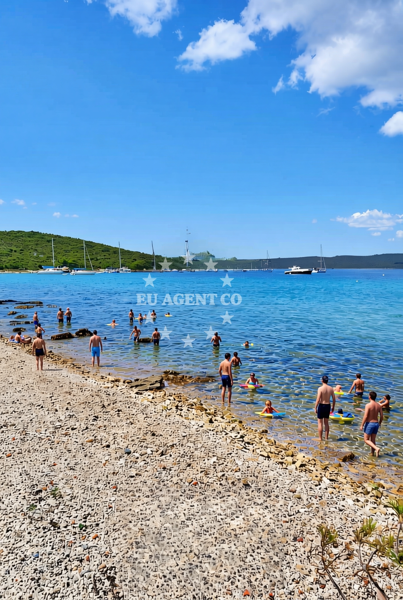 Sea and coastal view of Muline jug, Ugljan (Ugljan) Beach in Muline jug