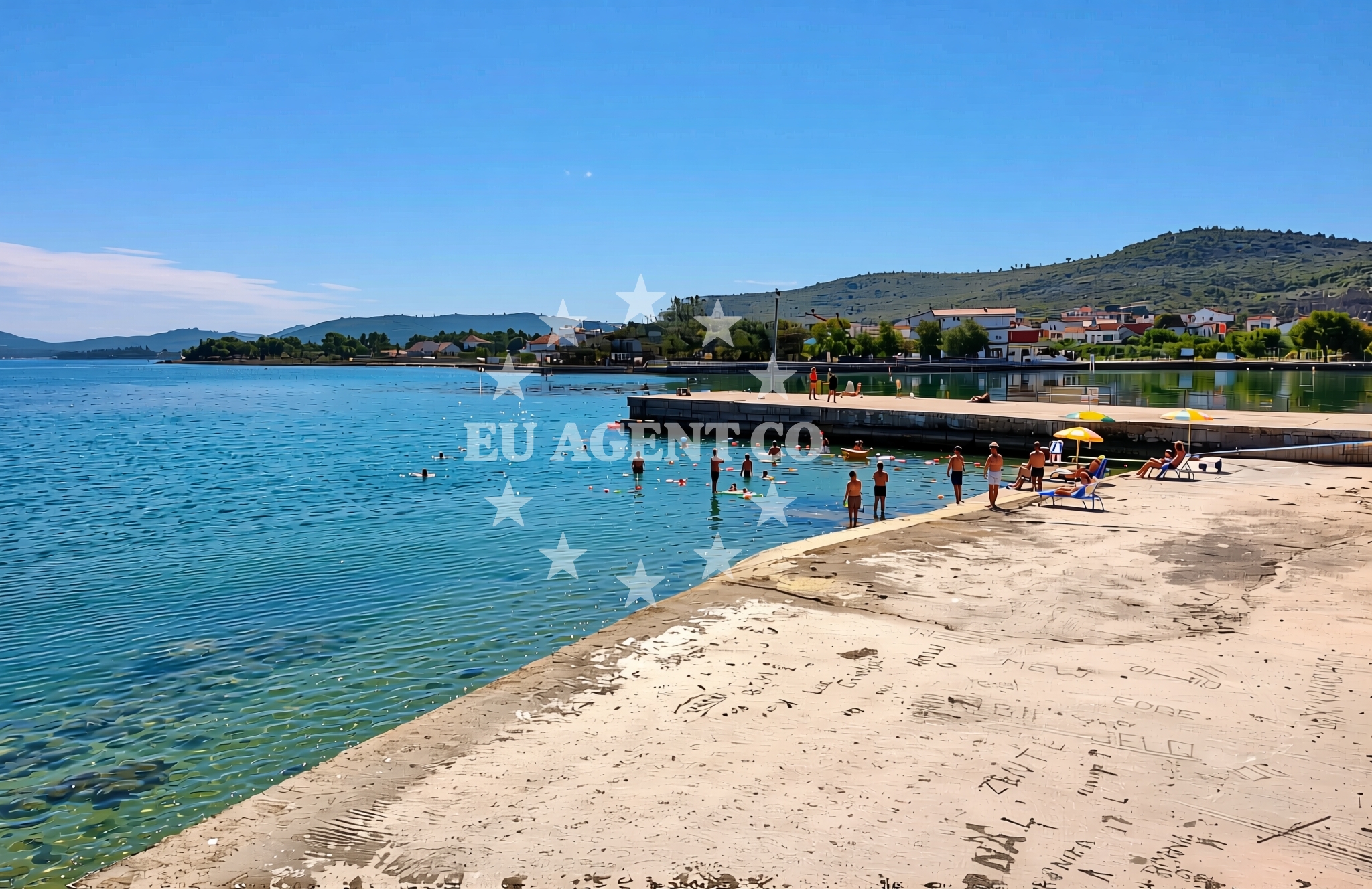 Shoreline and swimming area at Muline, Raslina Beach in Muline