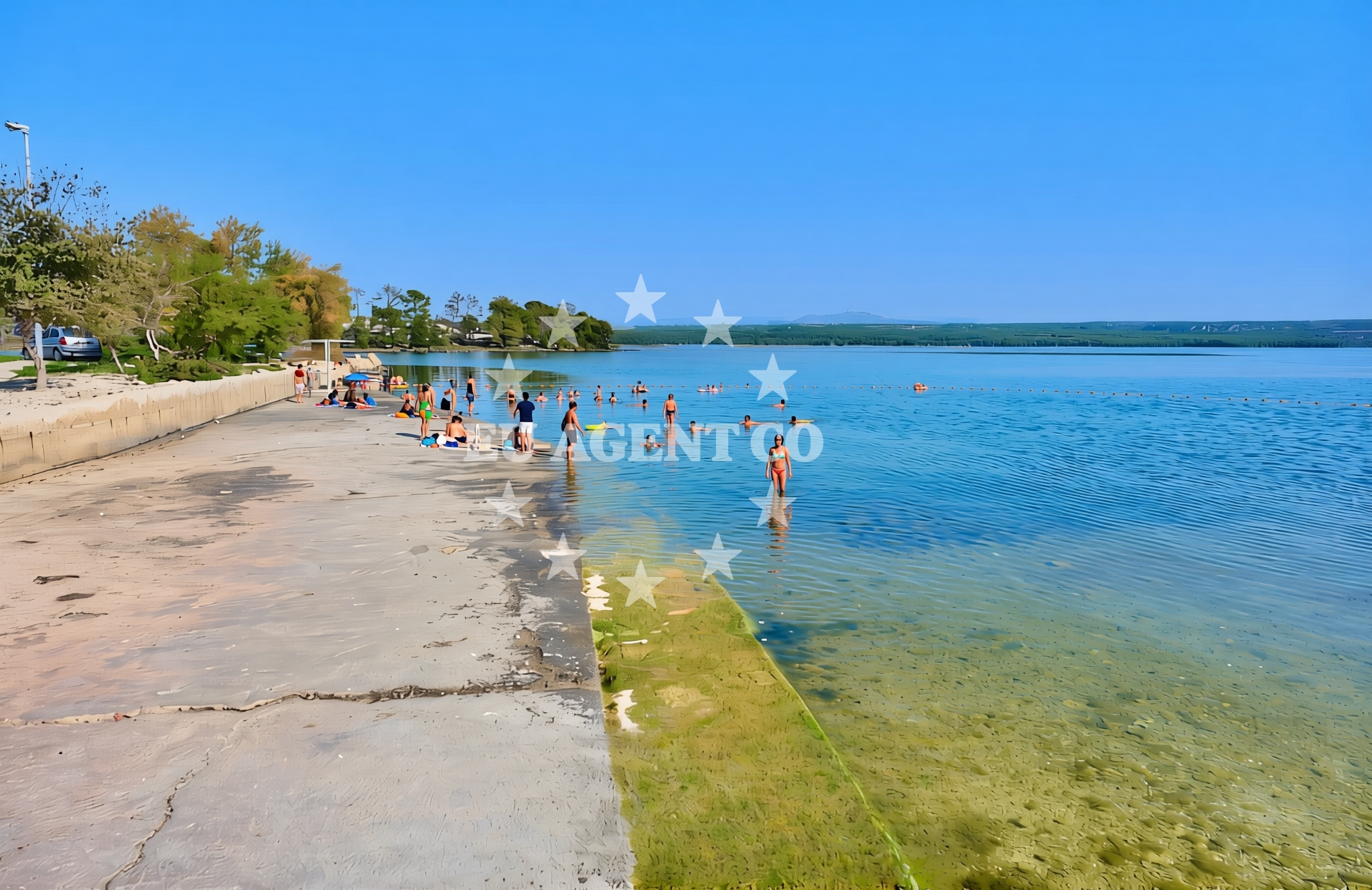 Sea and coastal view of Muline, Raslina Beach in Muline