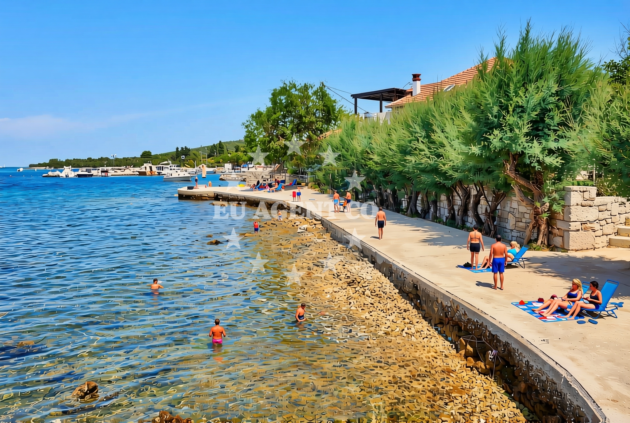 Overview of Muline sjever, Ugljan (Ugljan) Beach in Muline sjever