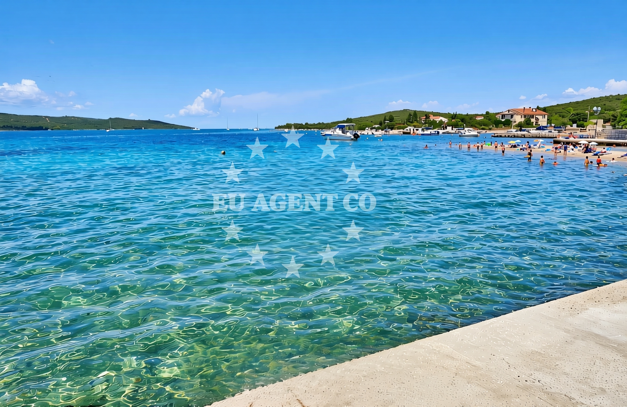 Sea and coastal view of Muline sjever, Ugljan (Ugljan) Beach in Muline sjever