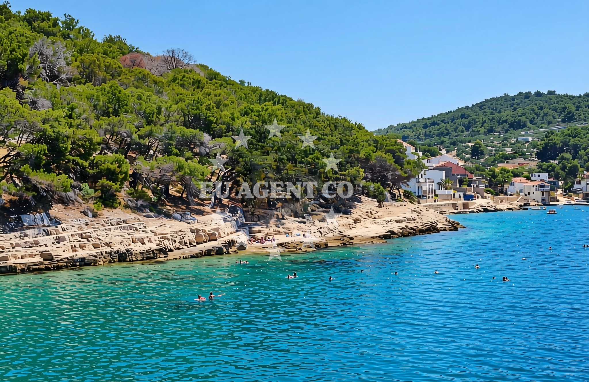 Sea and coastal view of Muna, Žirje (Žirje) Beach in Muna