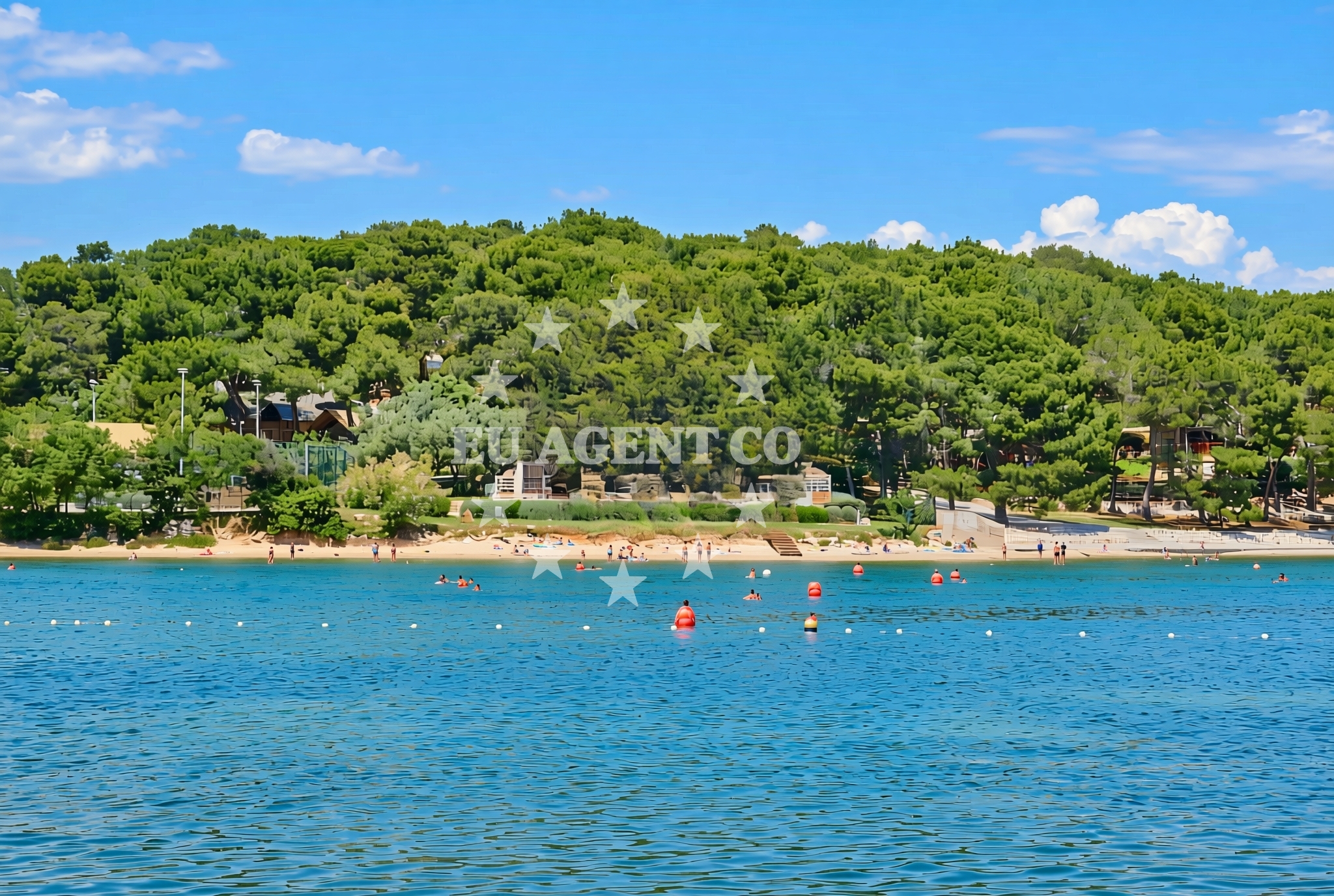 Shoreline and swimming area at Munat (dog beach), Pomer Beach in Munat (plaža za pse)