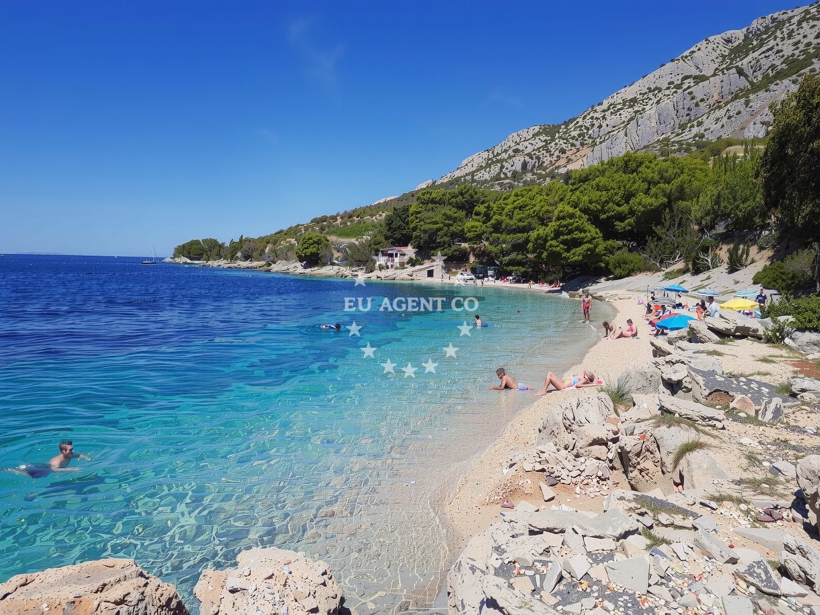 Overview of Murvica beach in Nereziska 3a 0, Nerežišća