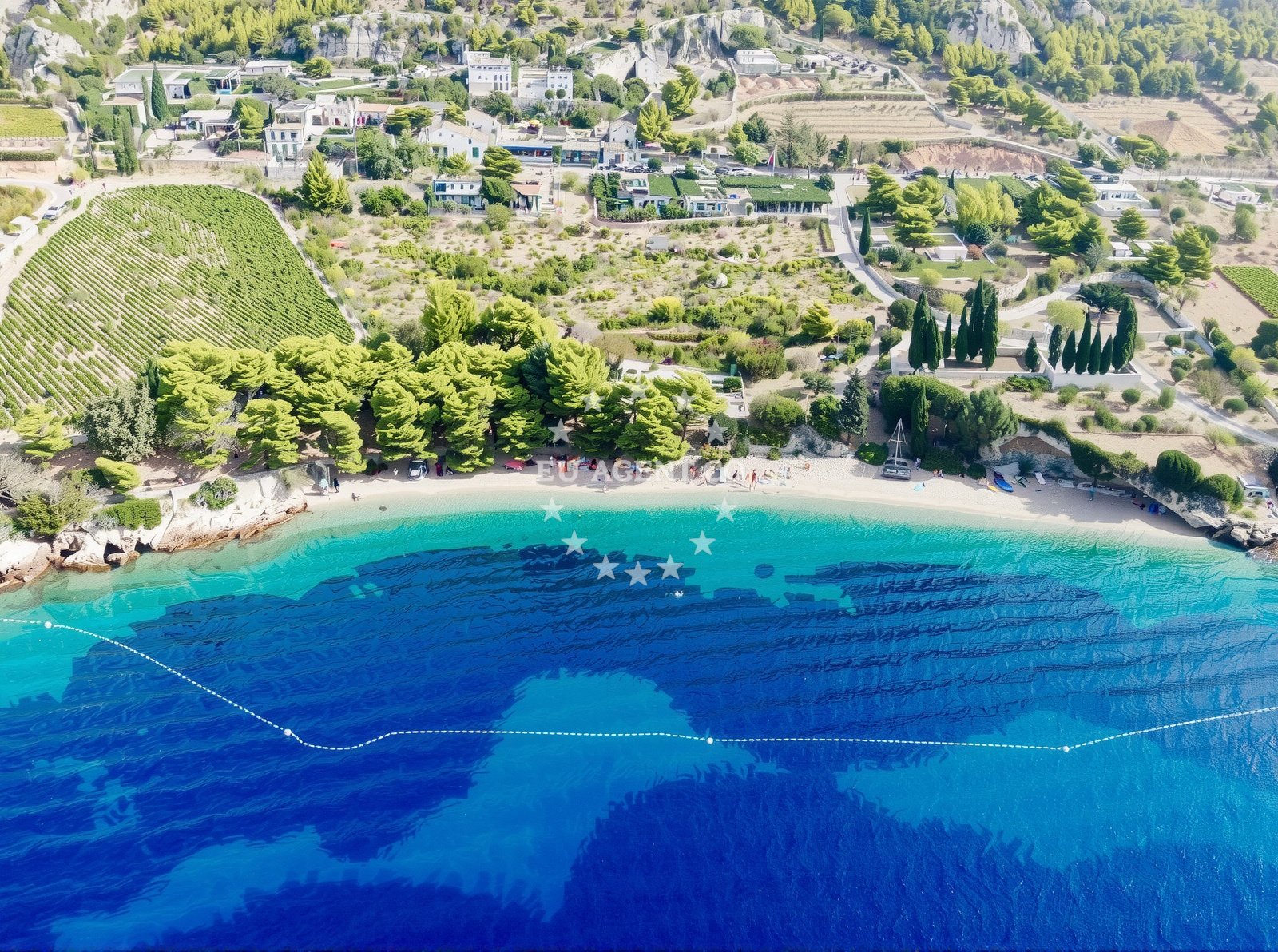 Shoreline and swimming area at Murvica beach in Nereziska 3a 0, Nerežišća