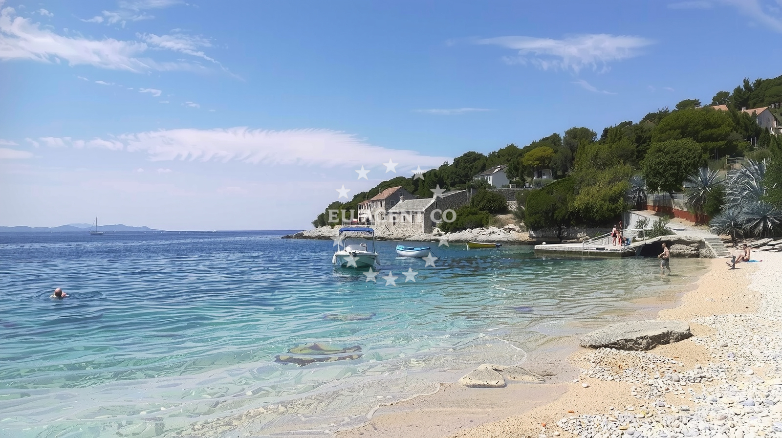 Overview of Murvica beach in Njivica 1, Nerežišća