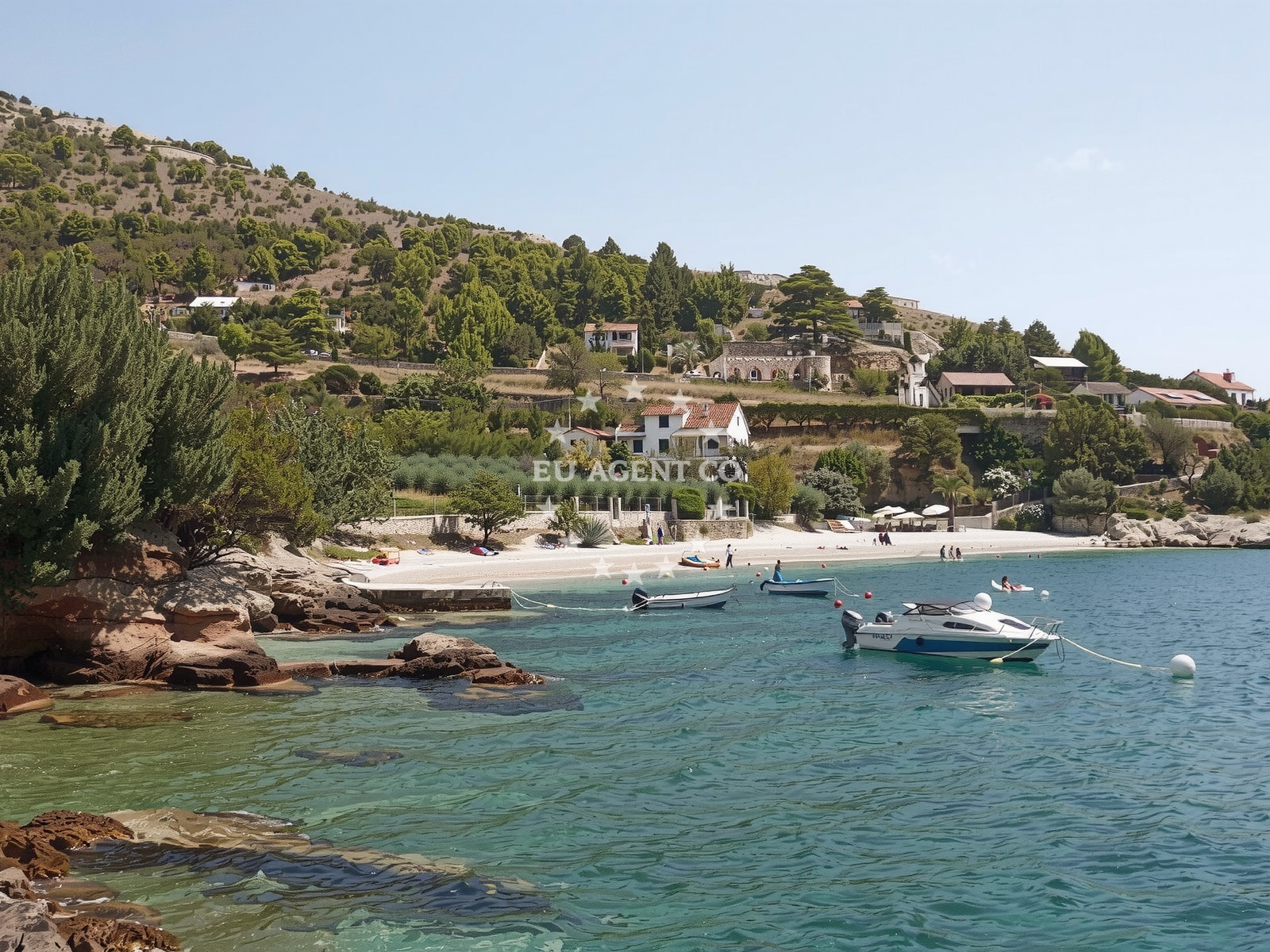 Sea and coastal view of Murvica beach in Njivica 1, Nerežišća