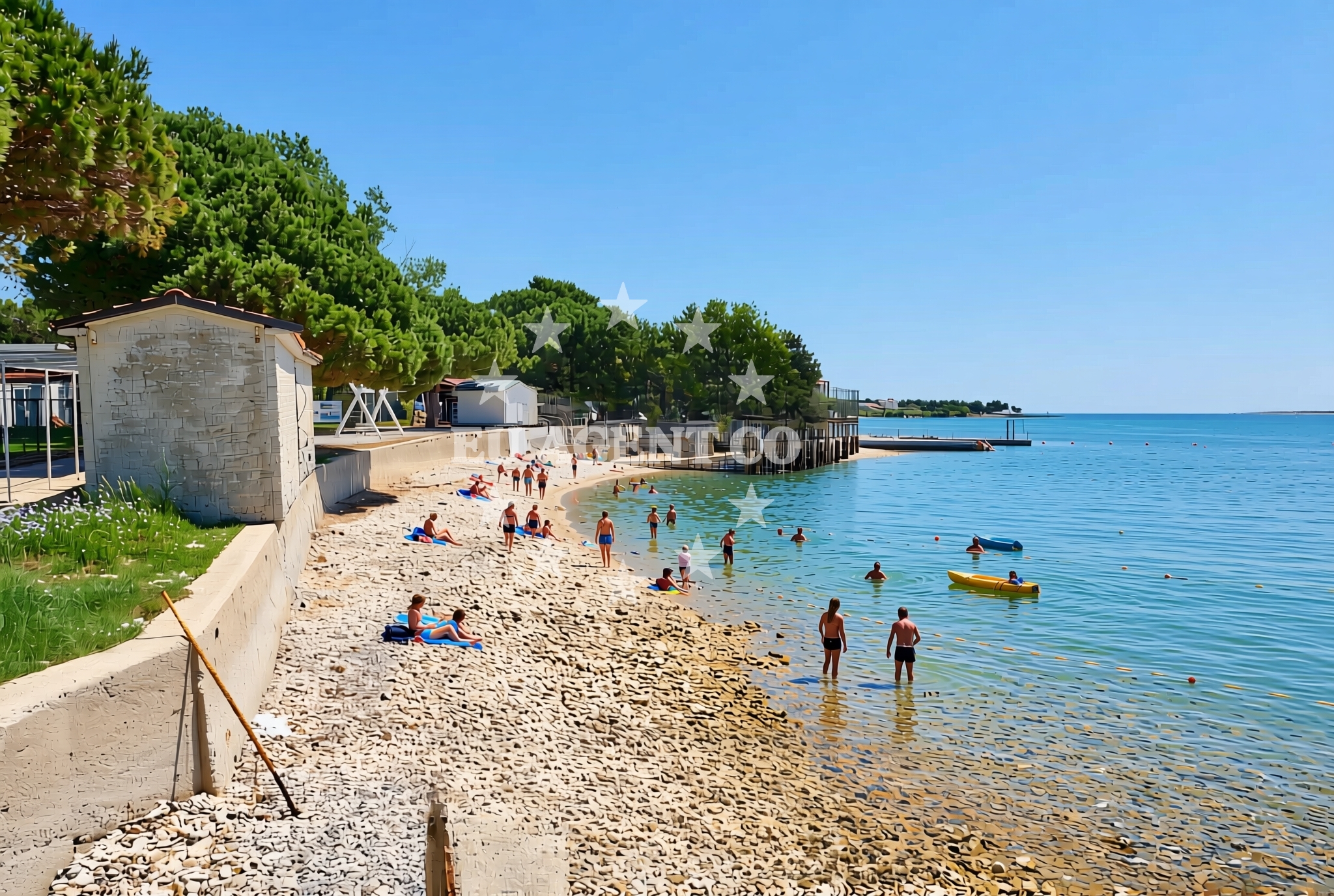 Sea and coastal view of Mutila, Medulin Beach in Mutila