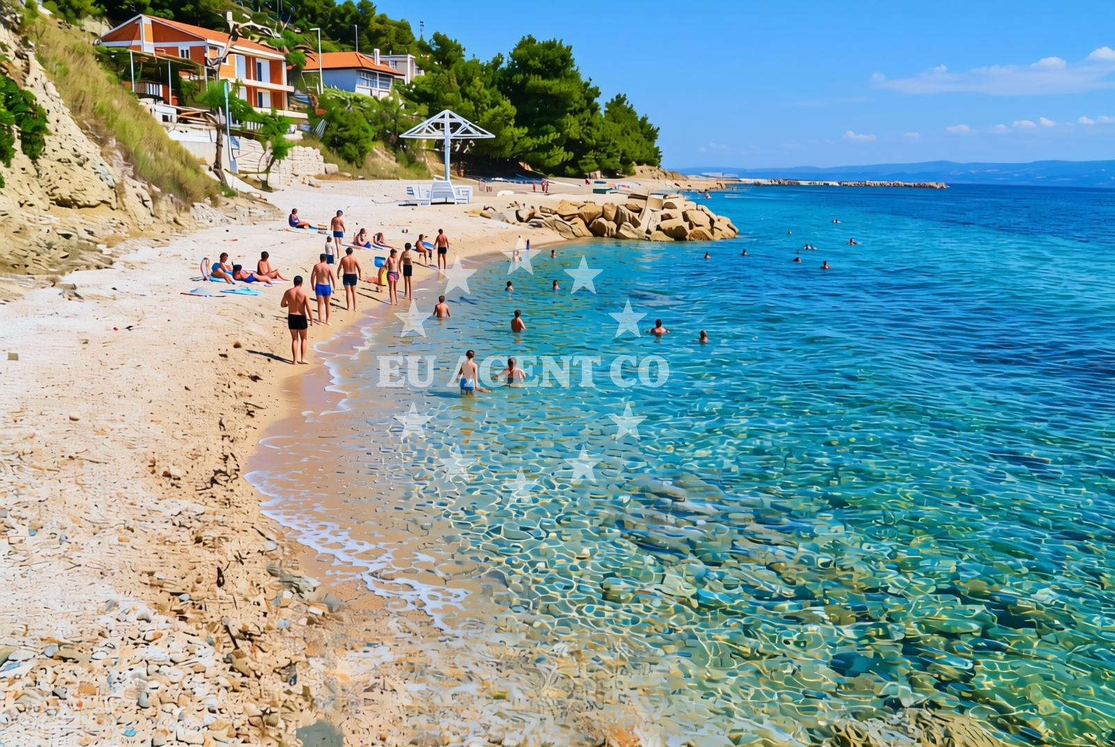Sea and coastal view of Mutogras 4, Jesenice Beach in Mutogras 4