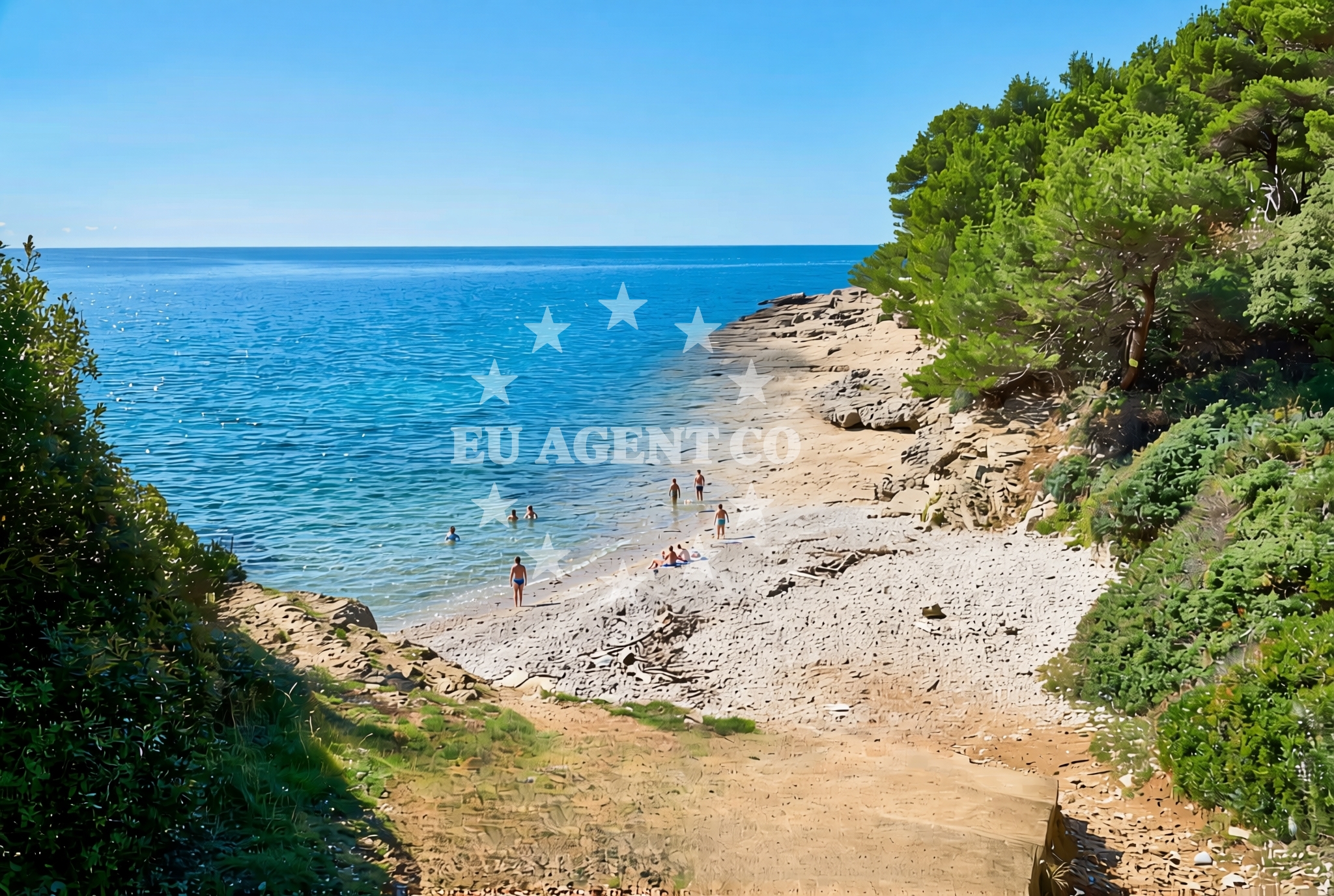 Shoreline and swimming area at Mužilj istok, Pula Beach in Mužilj istok