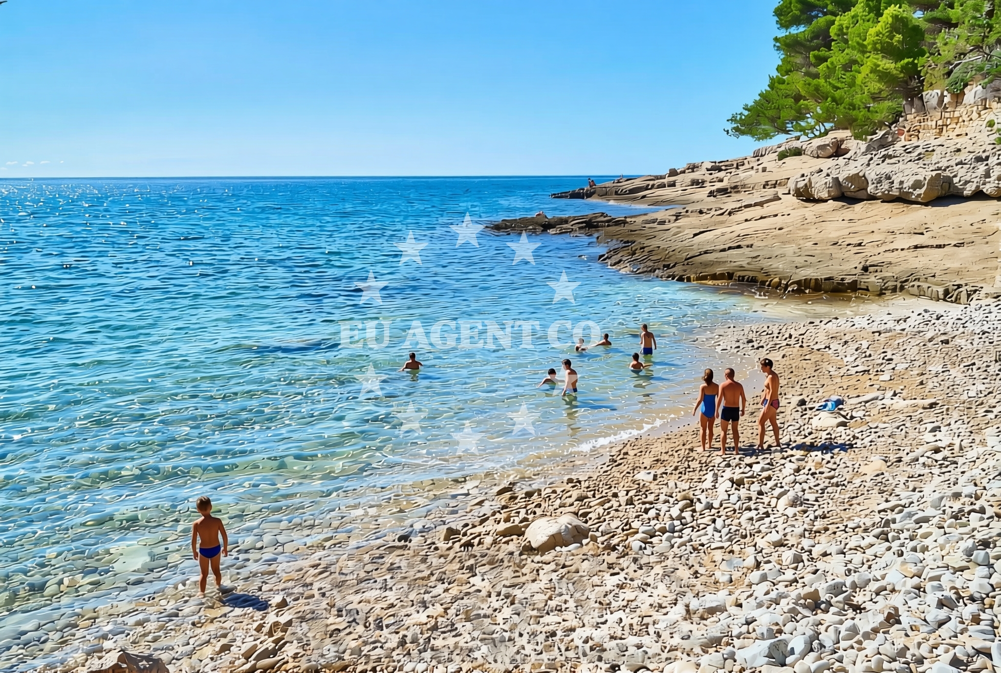 Sea and coastal view of Mužilj istok, Pula Beach in Mužilj istok