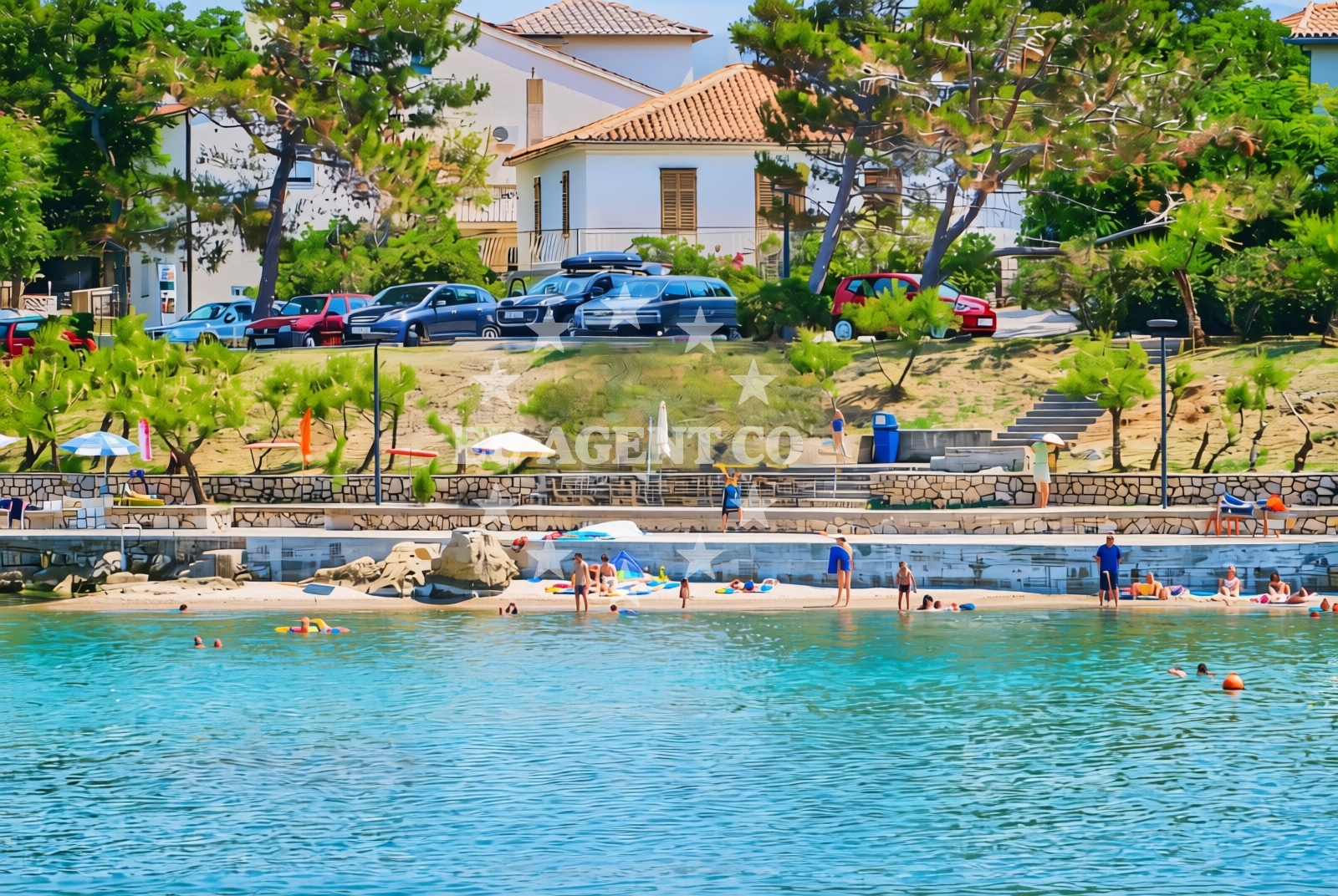 Shoreline and swimming area at Na vodici, Šilo (Krk) Beach in Na vodici