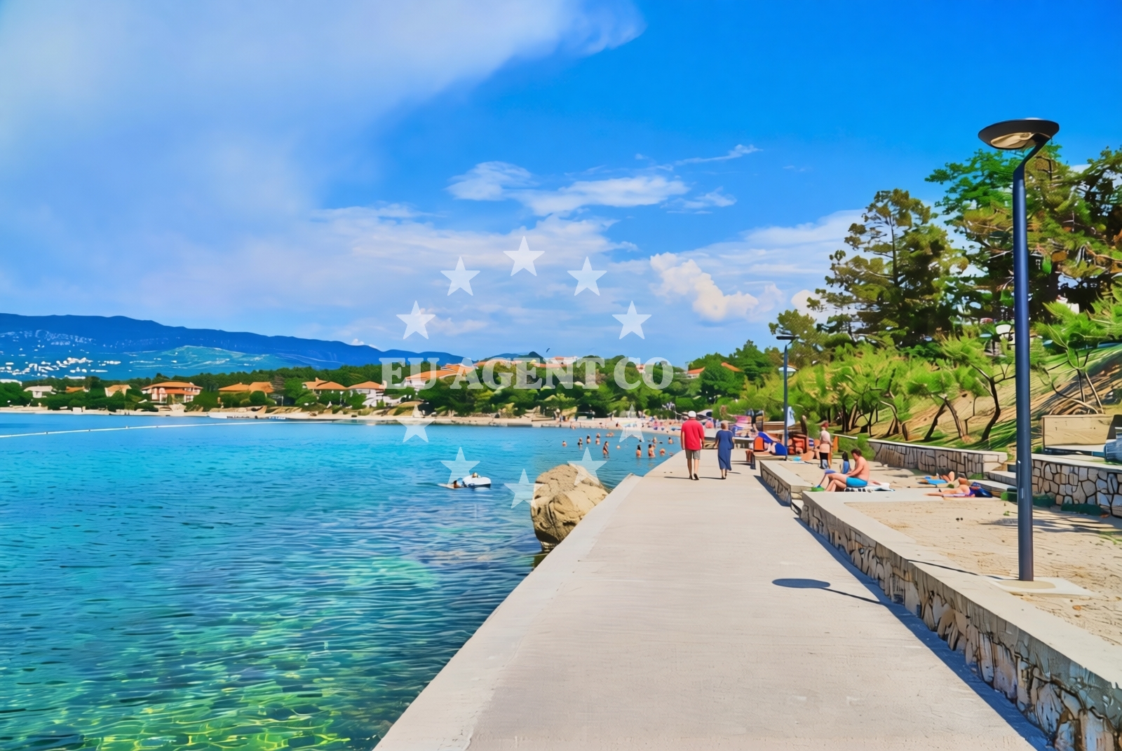 Sea and coastal view of Na vodici, Šilo (Krk) Beach in Na vodici