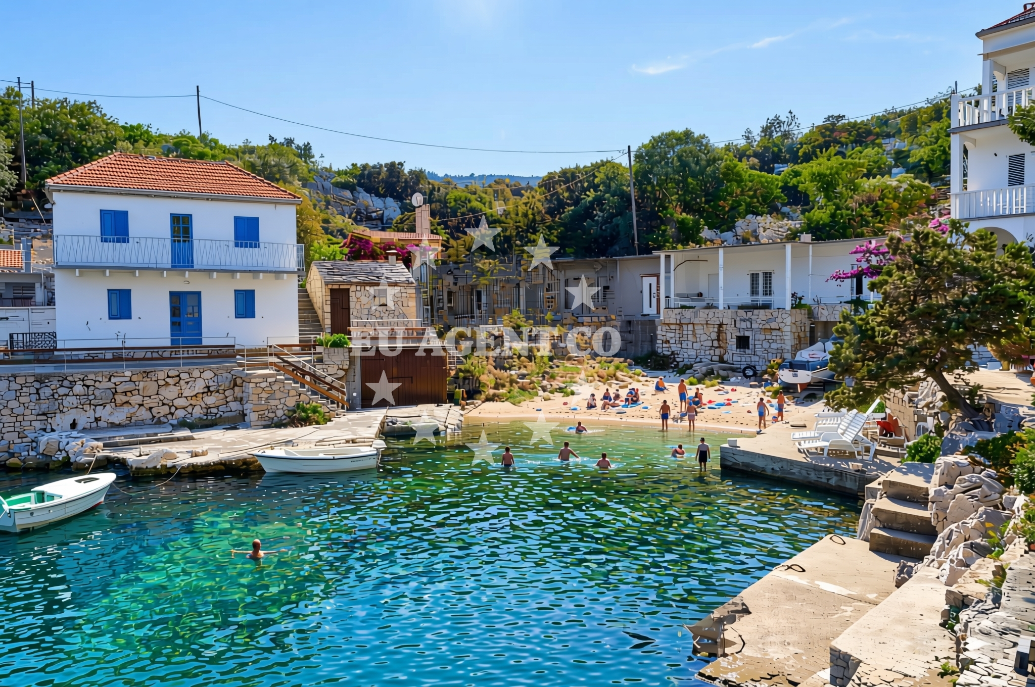 Shoreline and swimming area at Naburje jug, Zastražišće (Hvar) Beach in Naburje jug