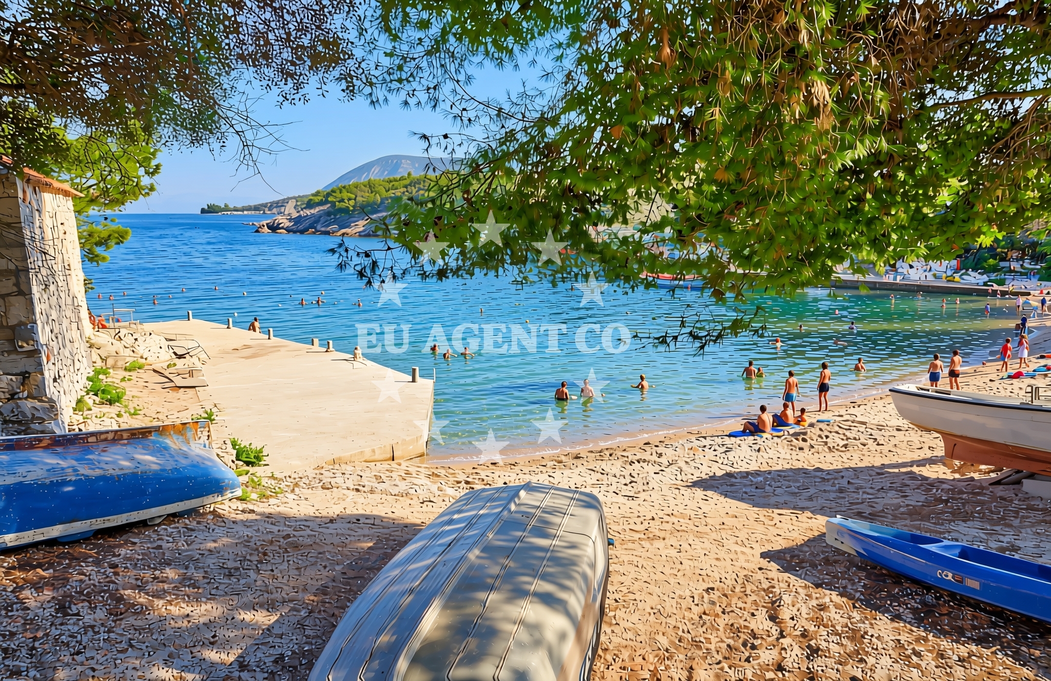 Shoreline and swimming area at Naburje sjever, Zastražišće (Hvar) Beach in Naburje sjever