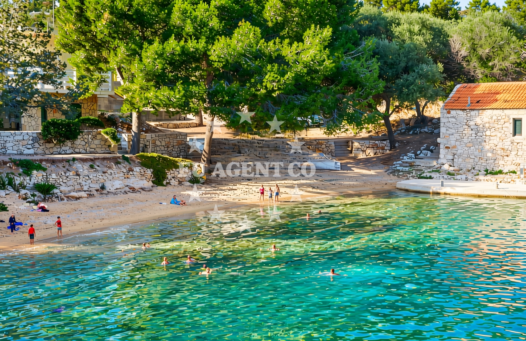 Beach facilities and surroundings at Naburje sjever, Zastražišće (Hvar) Beach in Naburje sjever