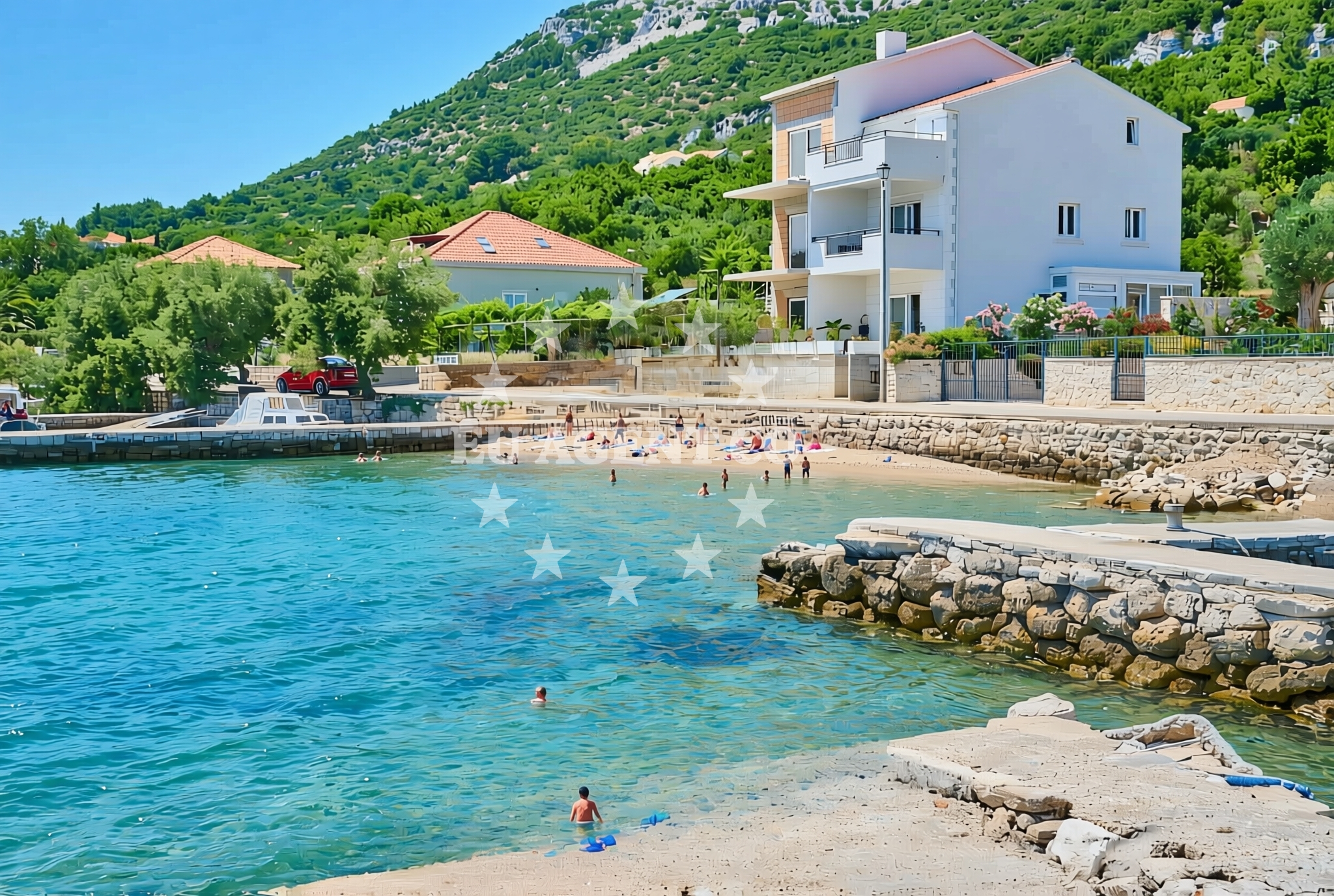 Overview of Nakovanj: beaches and coves in Nakovanj