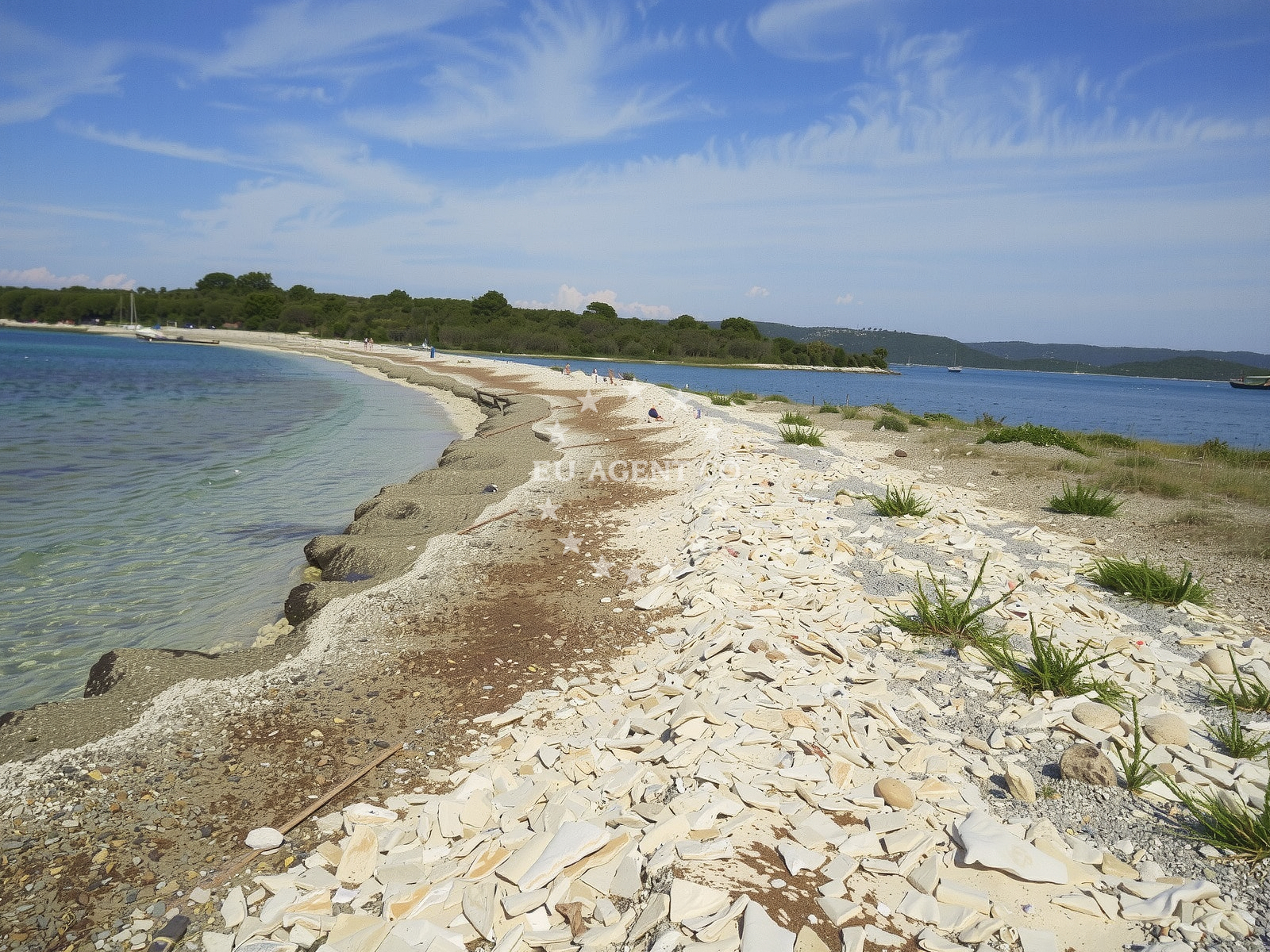 Shoreline and swimming area at Natural Bridge beach in Podanac 10, Veli Rat