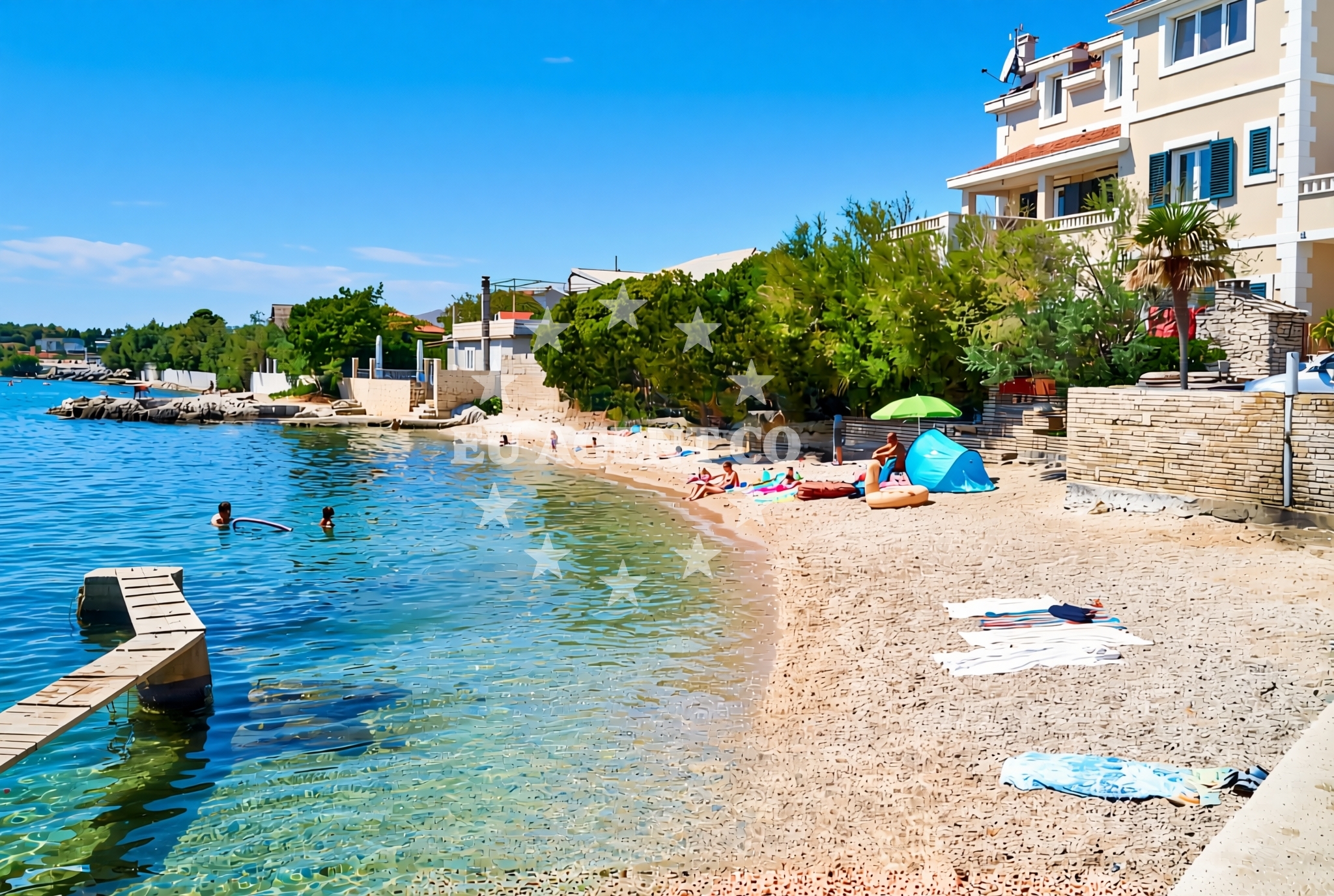 Beach facilities and surroundings at Nehaj, Kaštel Štafilić Beach in Nehaj