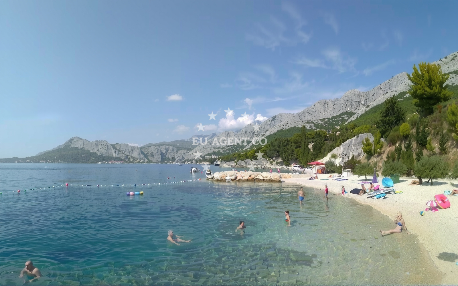 Overview of Nemira beach in , Omiš