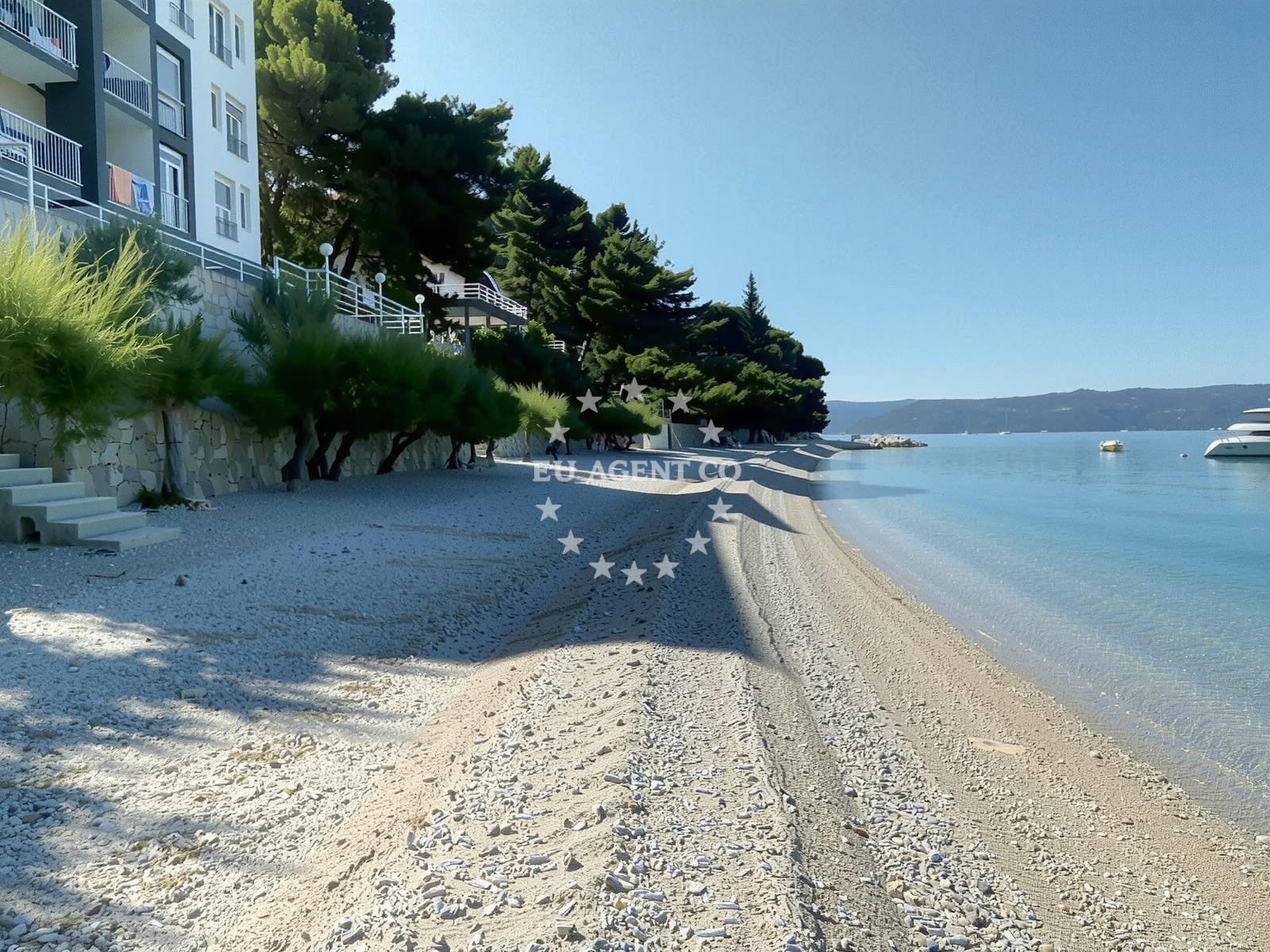 Shoreline and swimming area at Nemira beach in , Omiš